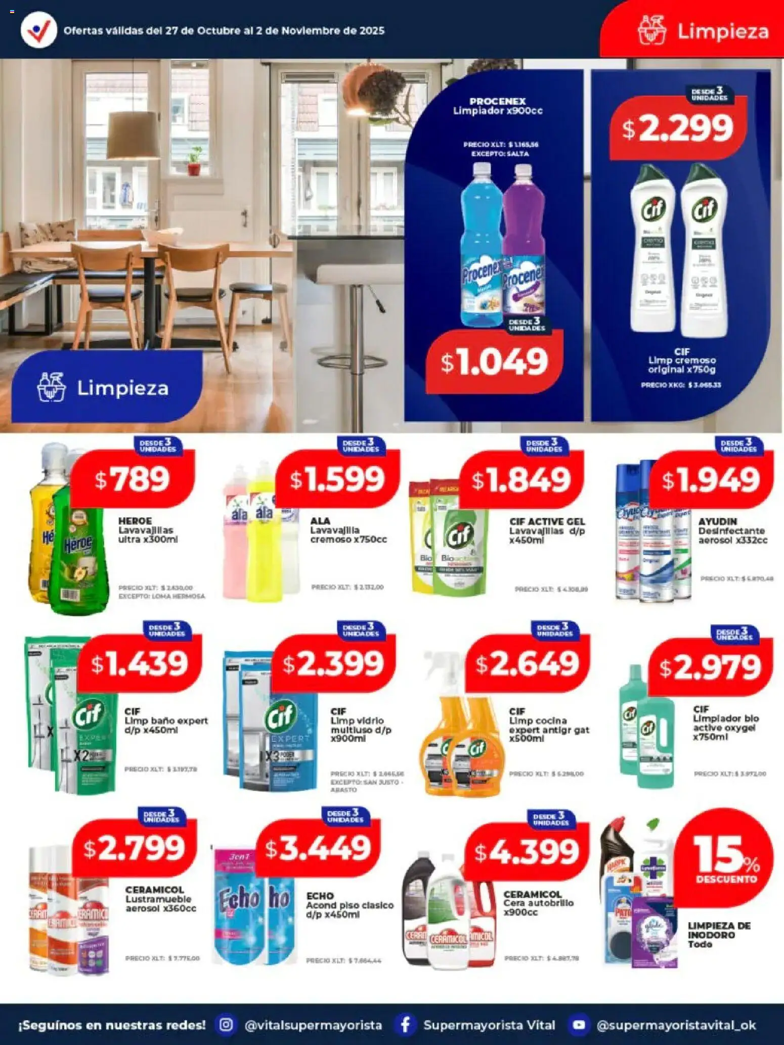 Vital - Ofertas - Villa Ortúzar │ válido desde el 27.10.2025 | Página: 6 | Productos: Desinfectante, Cocina, Lavavajillas, Cera