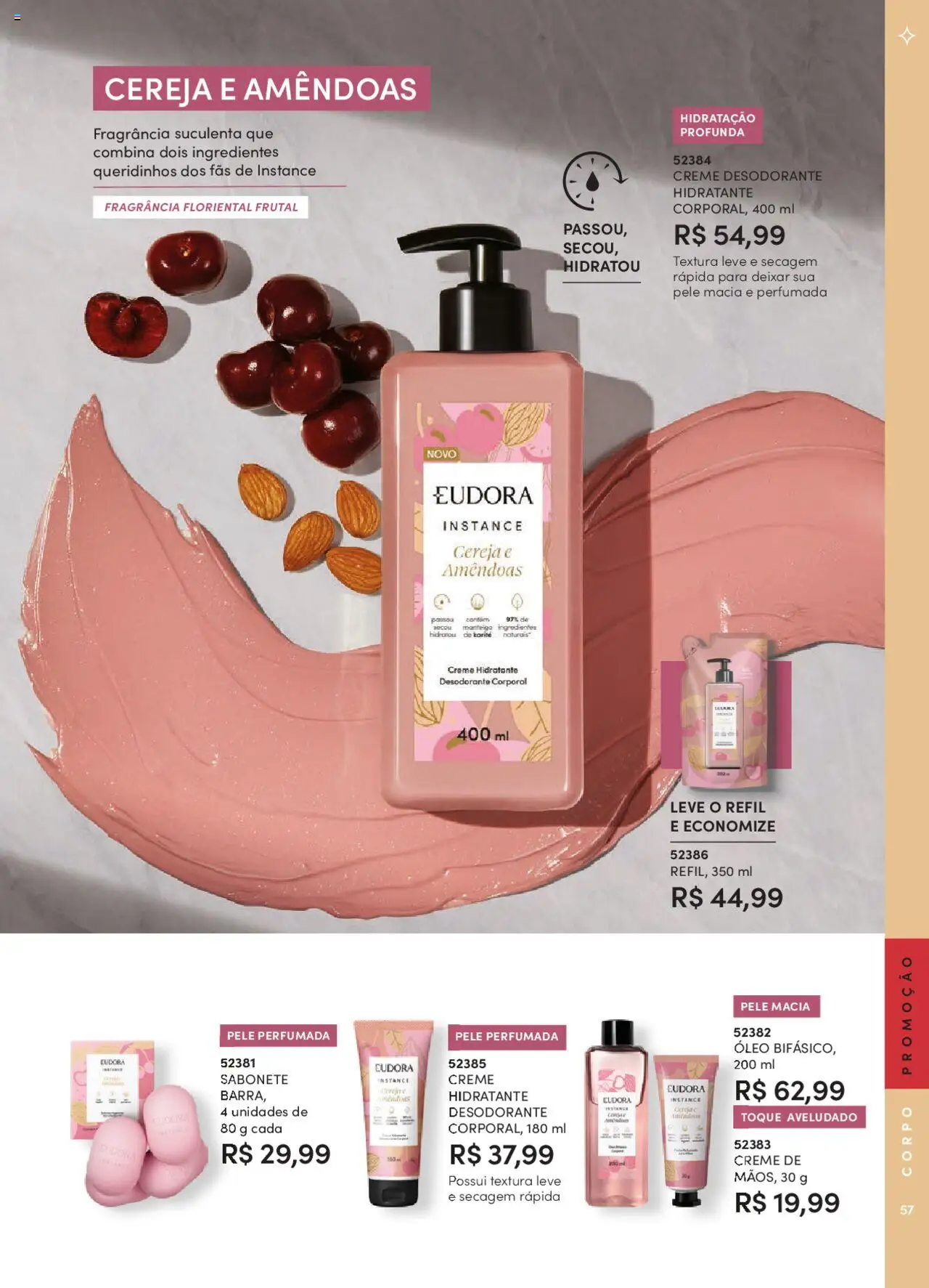 Eudora Folheto - válido de 07.10.2025 | Página: 57 | Produtos: Cereja, Desodorante, Sabonete, Amêndoas