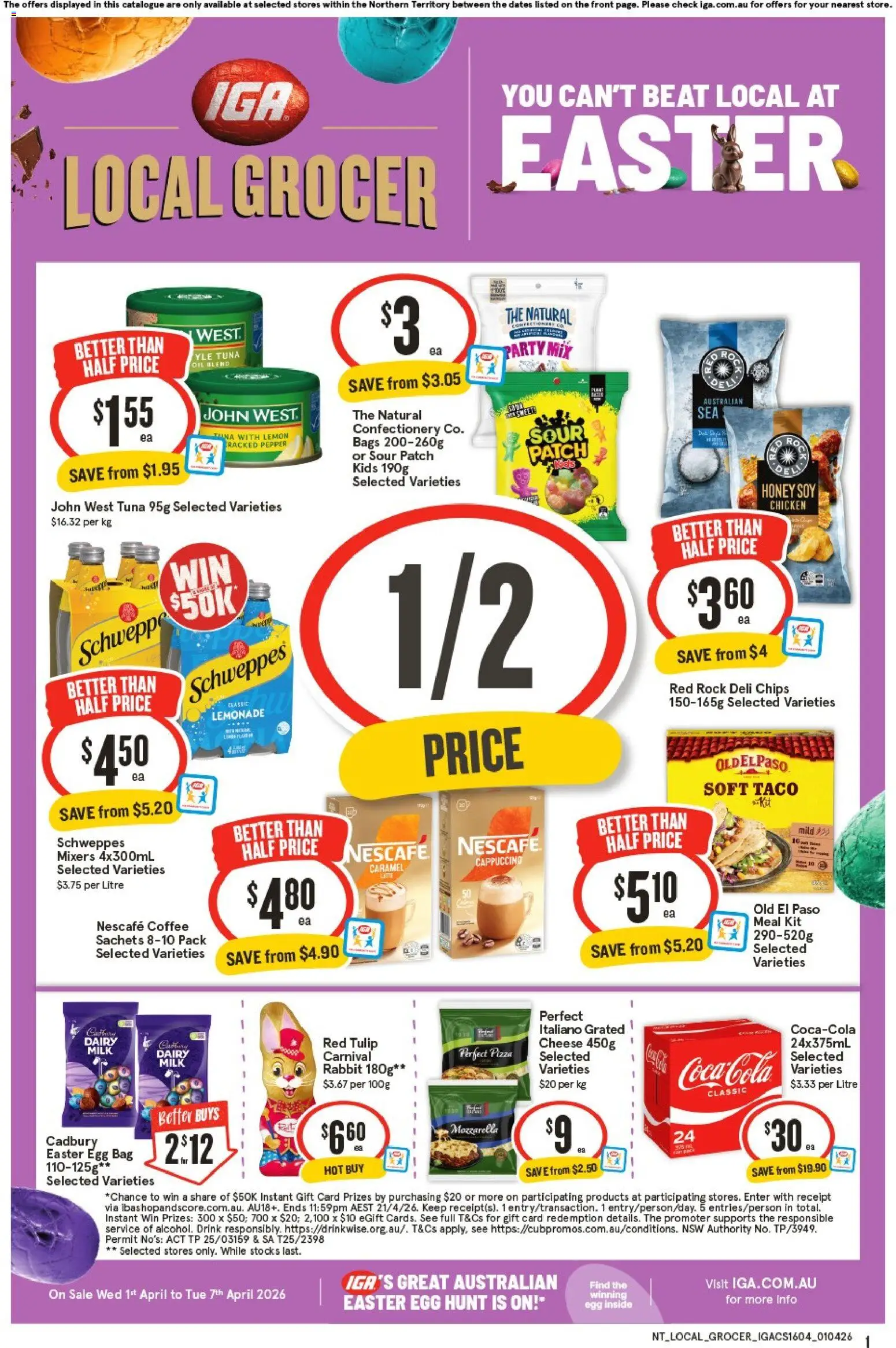 IGA catalogue - valid from 01.04.2026 | Page: 1 | Products: Pizza, Honey, Pepper, Lemon