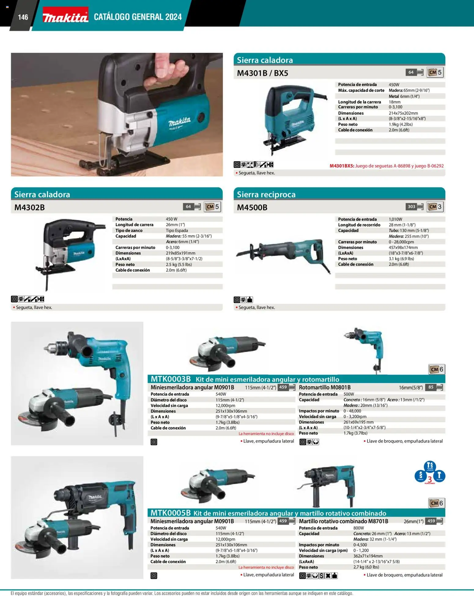 Nuevas ofertas de Makita válidas en toda la República Mexicana desde el 01.01.2024. ¡Encuentra las mejores ofertas en Makita catálogo General! | Página: 146 | Productos: Sierra, Rotomartillo, Martillo, Llave