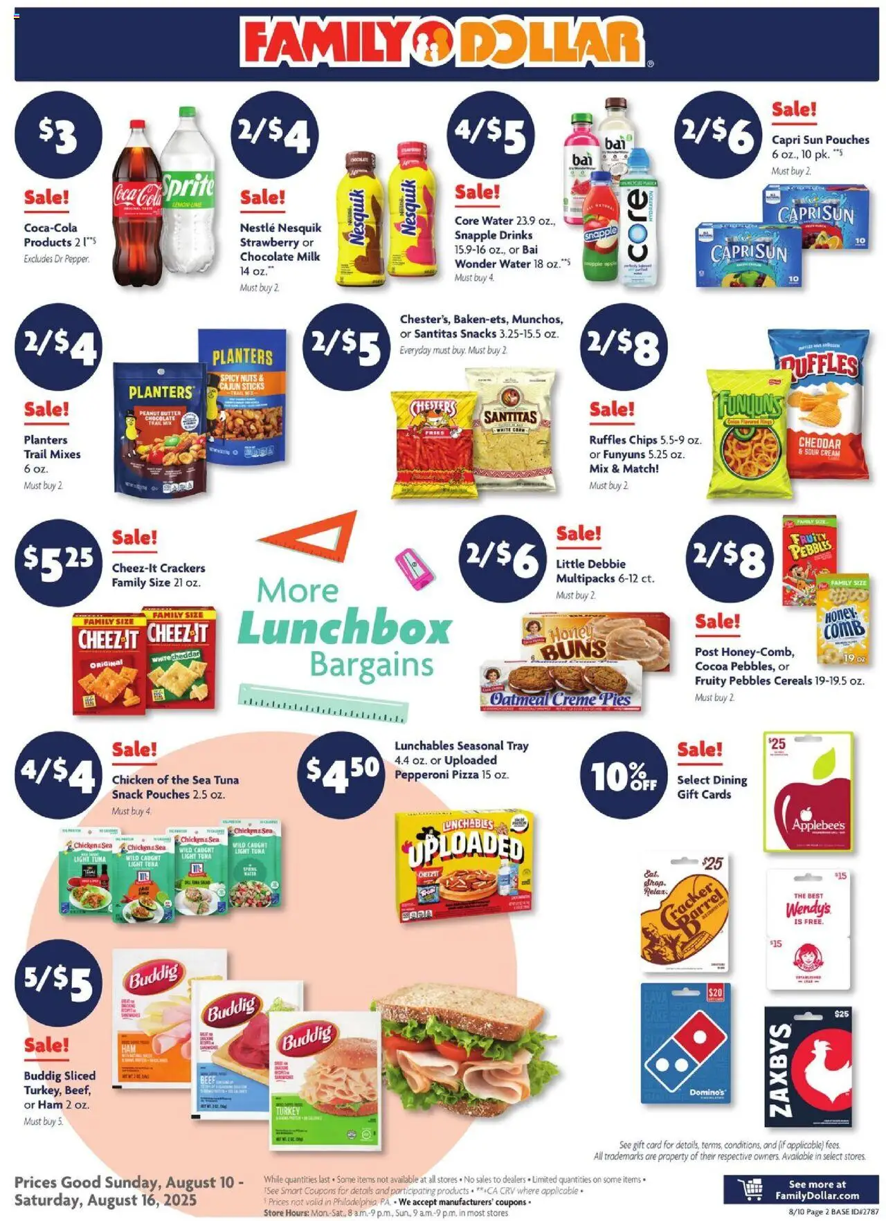 Family Dollar Weekly Ad - valid from 10.08.2025 | Page: 2 | Products: Chocolate, Sour cream, Cream, Water