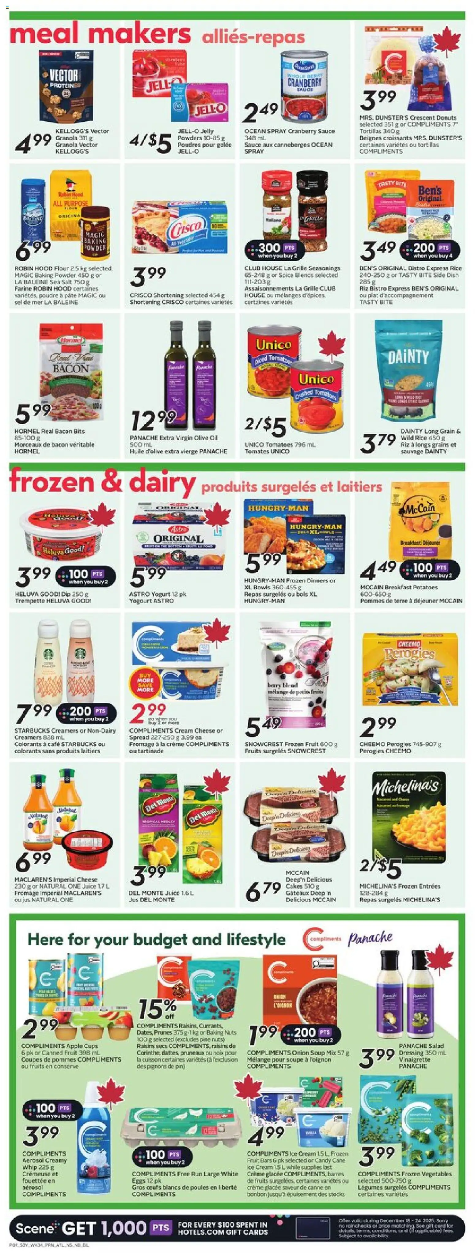Sobeys flyer valid from 18.12.2025 | Page: 10 | Products: Cream, Salad, Eggs, Juice