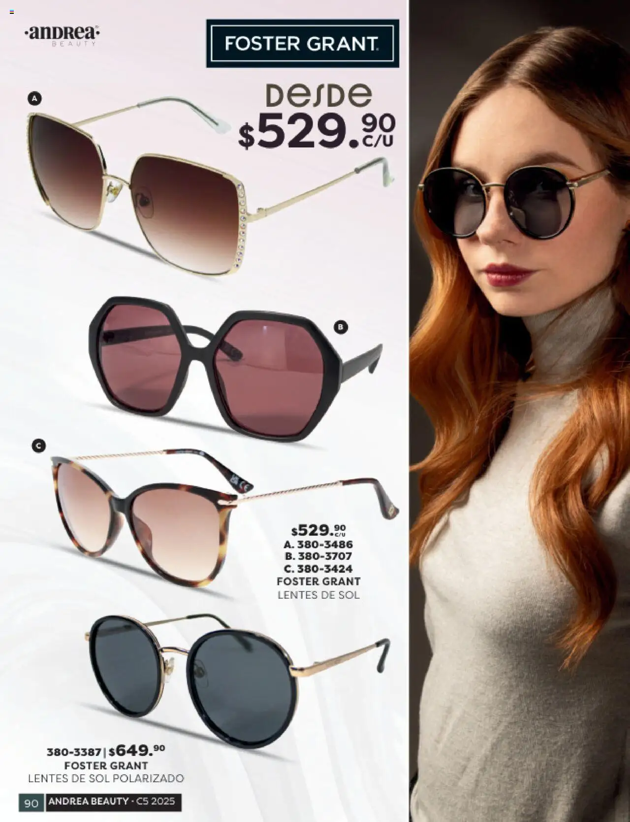 Nuevas ofertas de Andrea válidas en toda la República Mexicana desde el 24.08.2025. ¡Encuentra las mejores ofertas en Andrea - Catálogo Beauty Campaña 5! | Página: 90 | Productos: Lentes, Lentes de sol