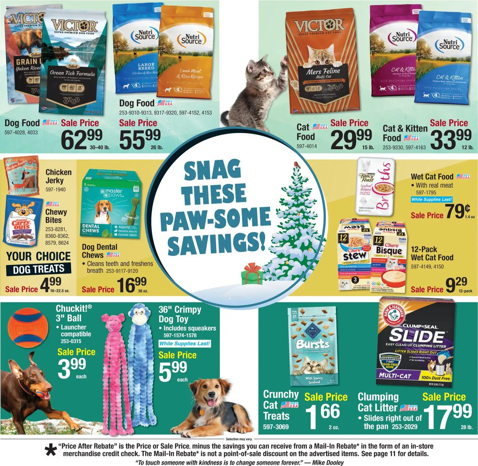 Menards Weekly Ad - valid from 04.12.2025 | Page: 4 | Products: Pan, Dog Treats, Cat Litter, Seafood