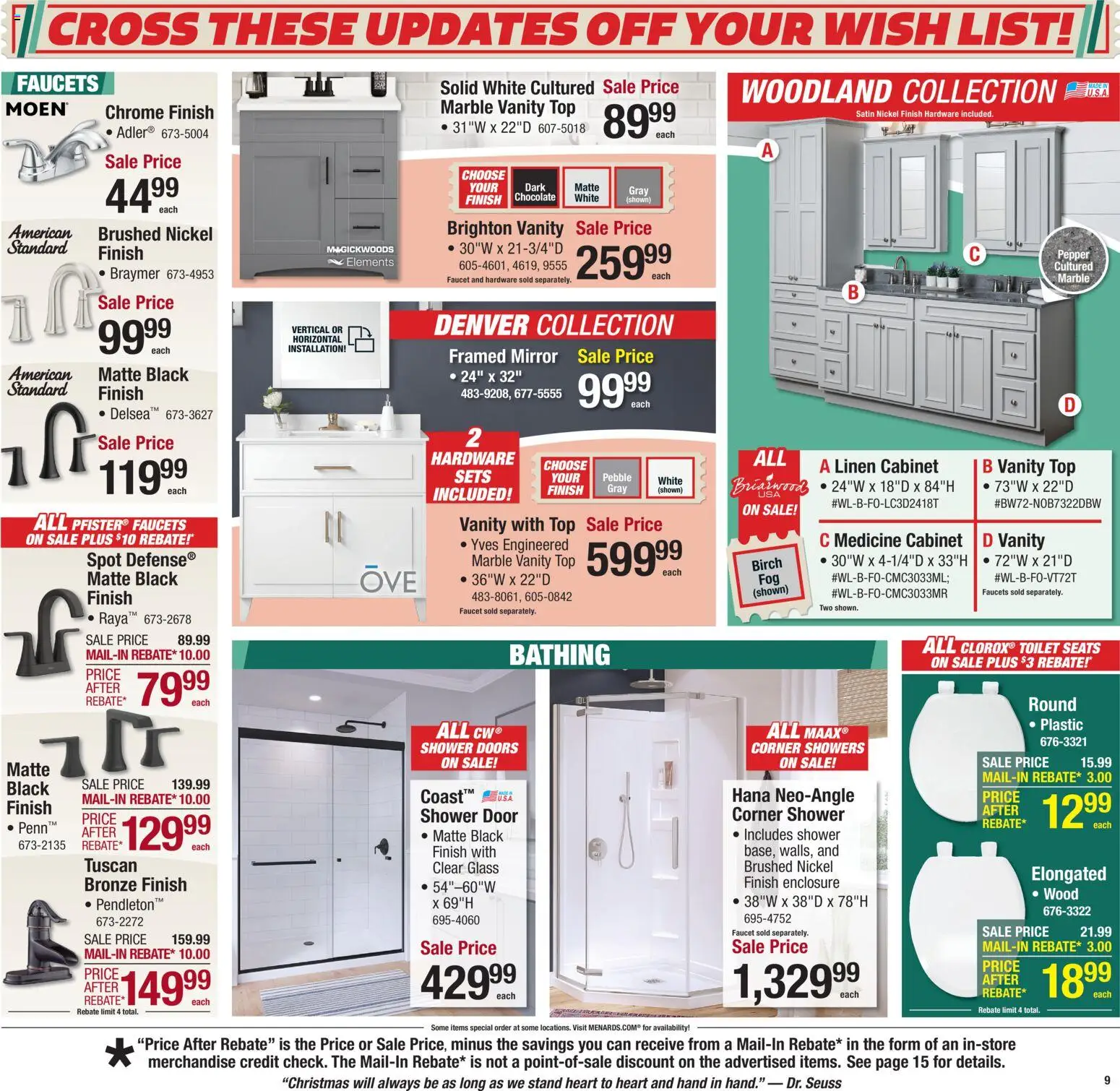 Menards Weekly Ad - valid from 17.12.2025 | Page: 10 | Products: Shower, Mirror, Shower Door, Pepper
