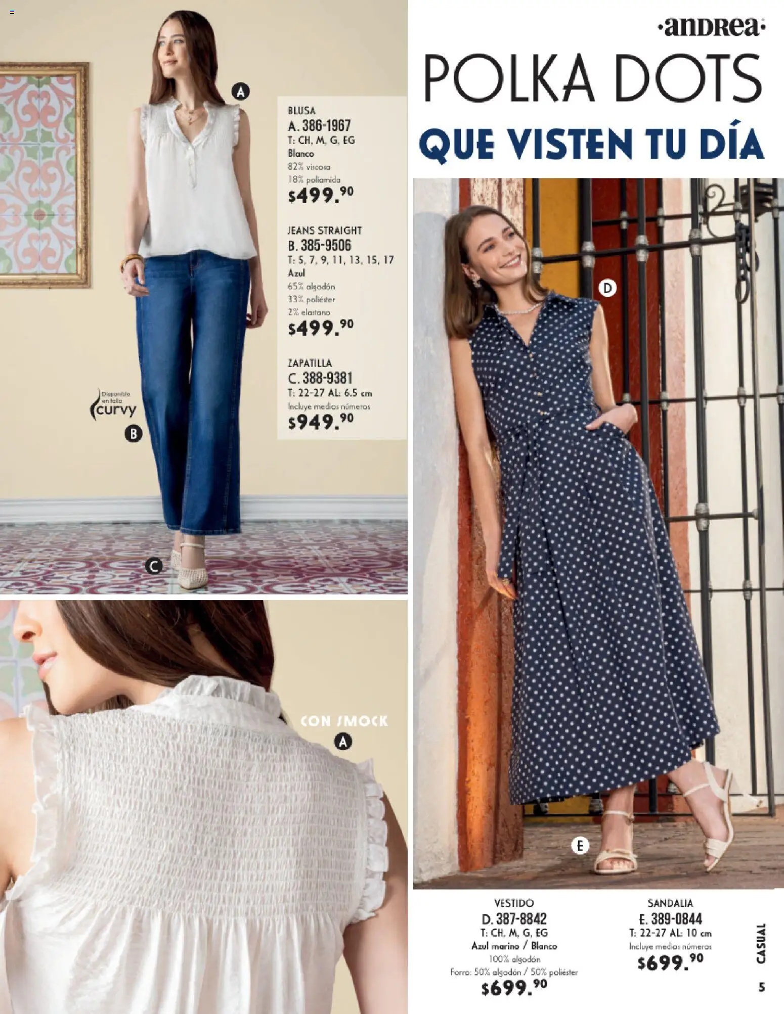 Nuevas ofertas de Andrea válidas en toda la República Mexicana desde el 25.01.2026. ¡Encuentra las mejores ofertas en Andrea catálogo Vestir! | Página: 5 | Productos: Blusa, Algodón, Vestido
