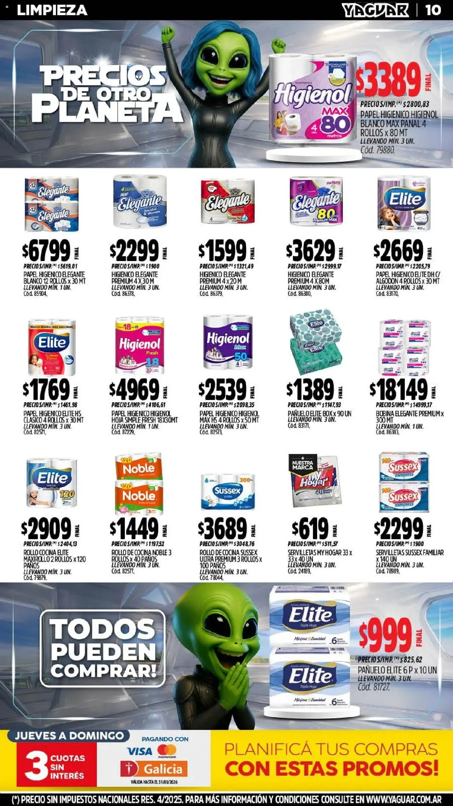 Yaguar - Oferta Semanal San Juan │ válido desde el 03.03.2026 | Página: 10 | Productos: Algodón, Pañuelo, Cocina, Servilletas