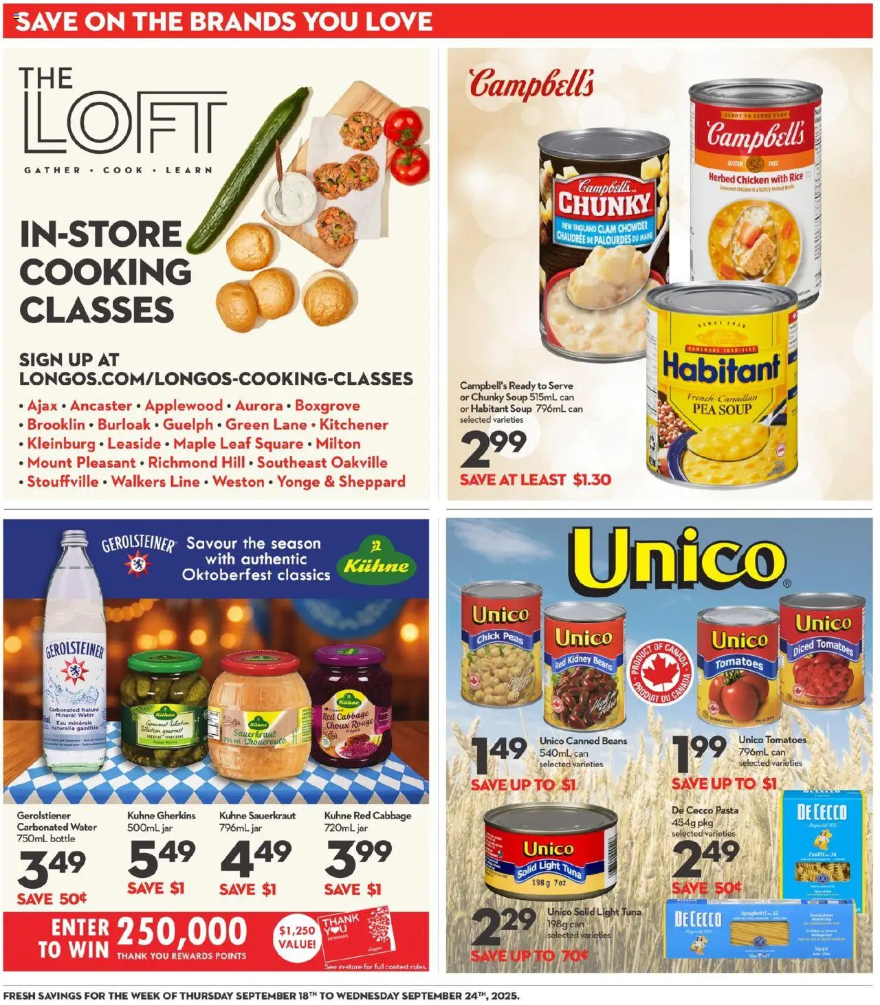 Longo's flyer valid from 18.09.2025 | Page: 15 | Products: Rice, Pasta, Chicken, Tomatoes