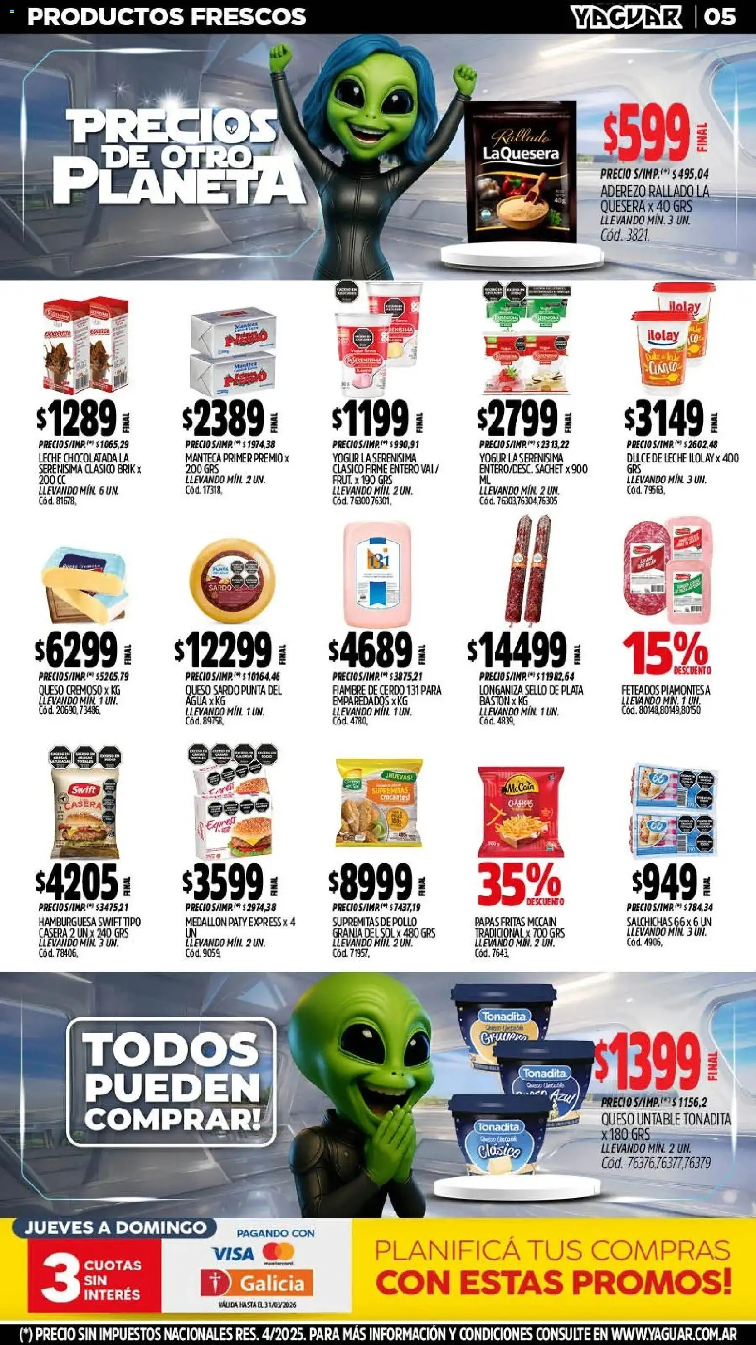 Yaguar - Oferta Semanal Buenos Aires │ válido desde el 11.03.2026 | Página: 6 | Productos: Aderezo, Manteca, Queso, Chocolatada