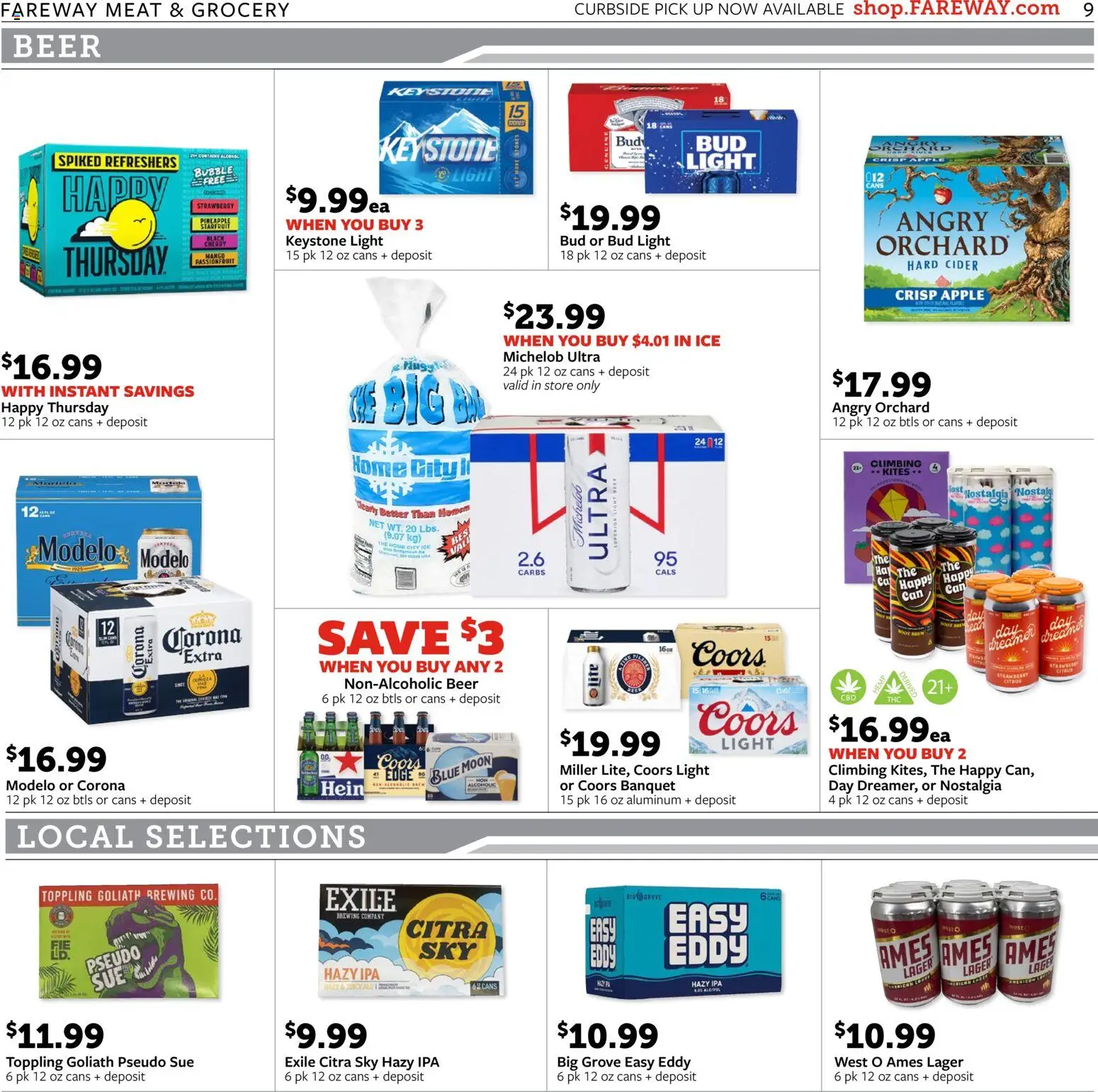 Fareway Weekly Ad - valid from 12.01.2026 | Page: 9 | Products: Cider, Beer, Pineapple, Mango