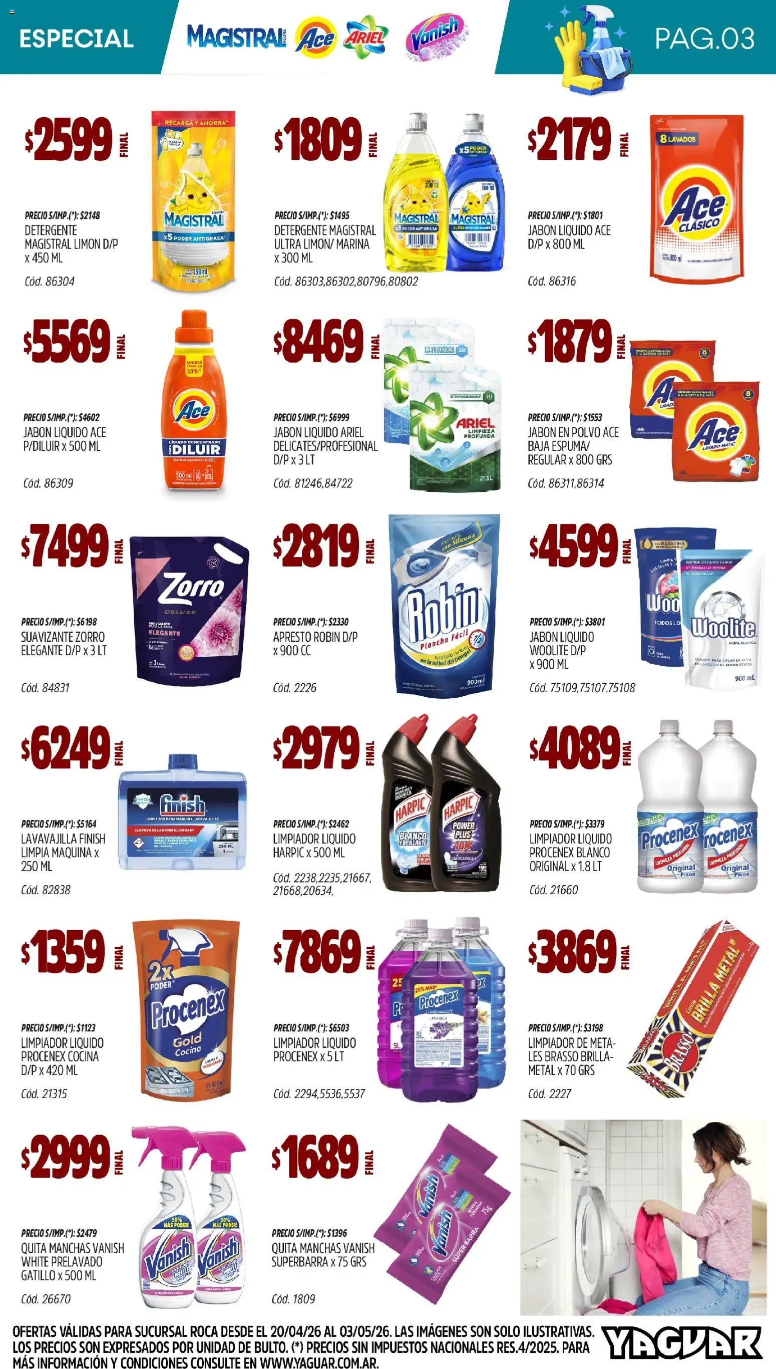 Yaguar - Especial Limpieza General Roca │ válido desde el 20.04.2026 | Página: 3 | Productos: Jabón en polvo, Plancha, Suavizante, Limpiador