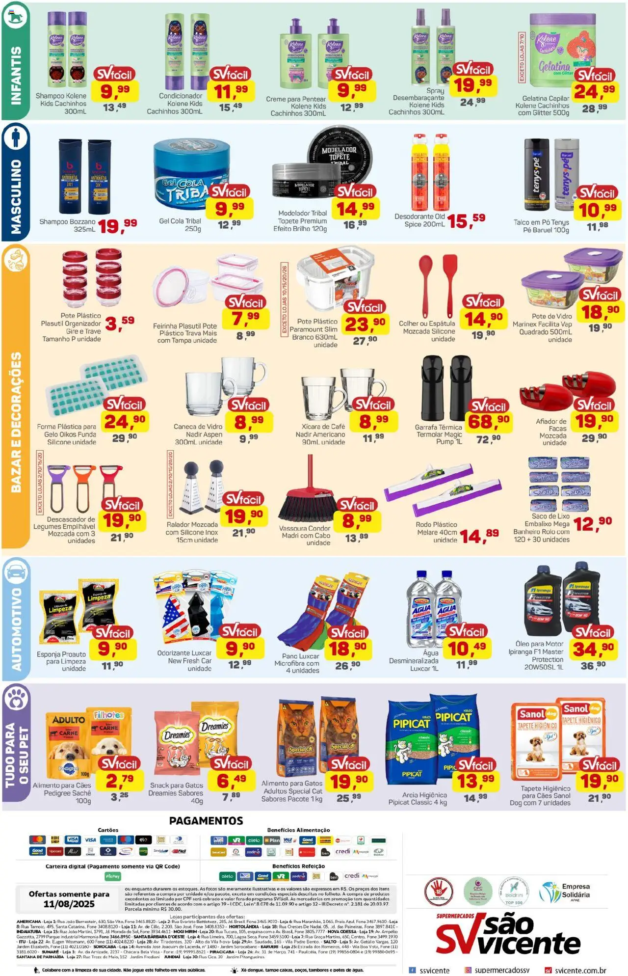 Supermercados São Vicente Folheto - válido de 11.08.2025 | Página: 2 | Produtos: Areia, Desodorante, Tapete, Carne