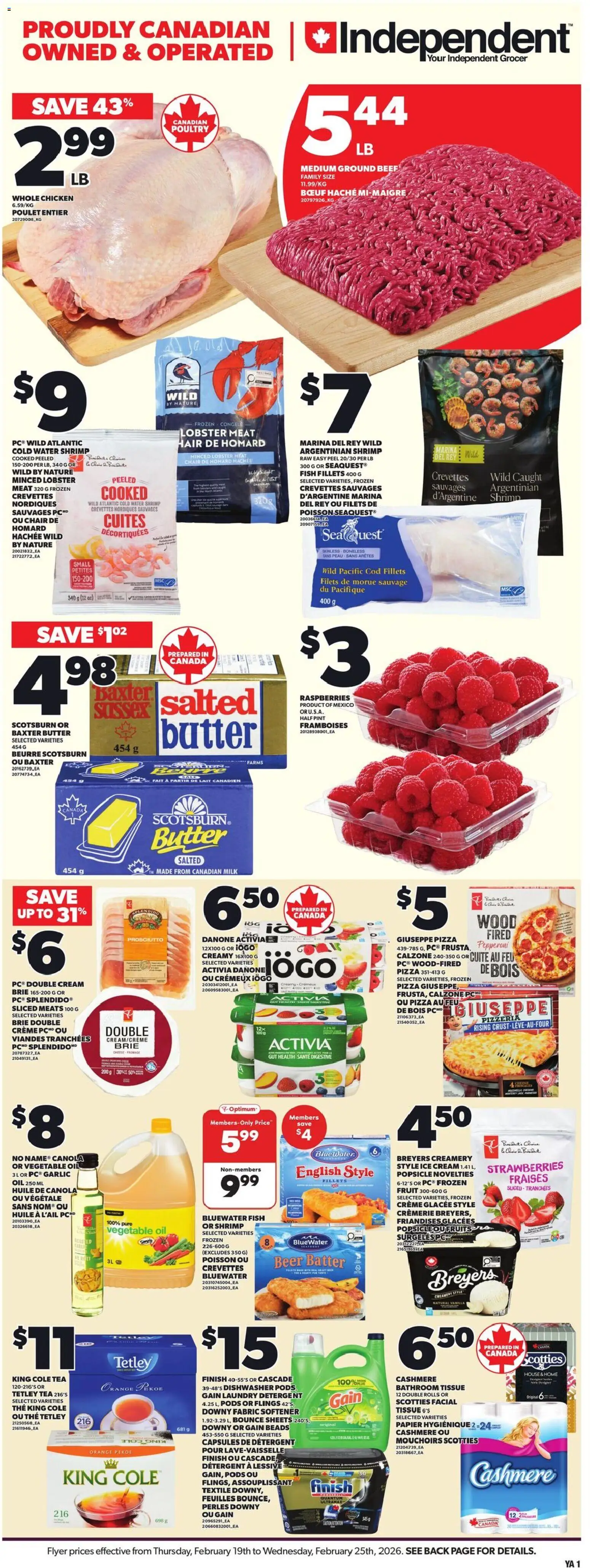 Independent Grocer flyer valid from 19.02.2026 | Page: 1 | Products: Fabric softener, Chair, Butter, Beer
