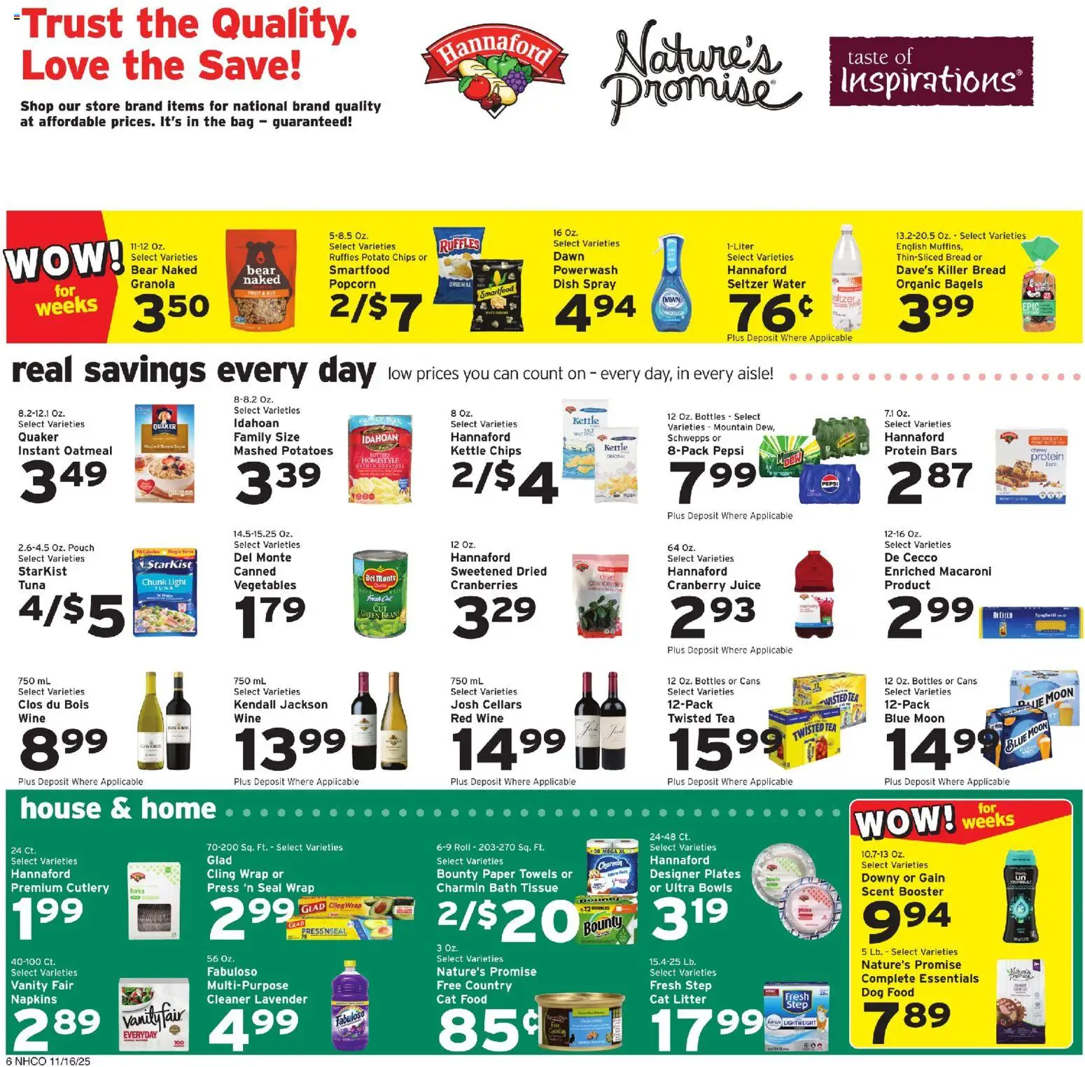 Hannaford Weekly Ad - valid from 16.11.2025 | Page: 6 | Products: Dog Food, Cat Food, Water, Vegetables