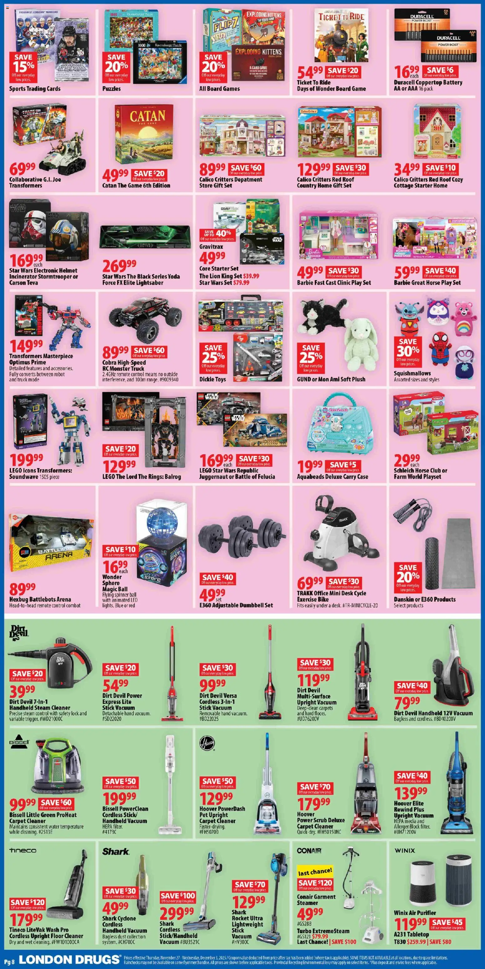 London Drugs flyer valid from 27.11.2025 | Page: 8 | Products: Game, Case, Air purifier, Robot