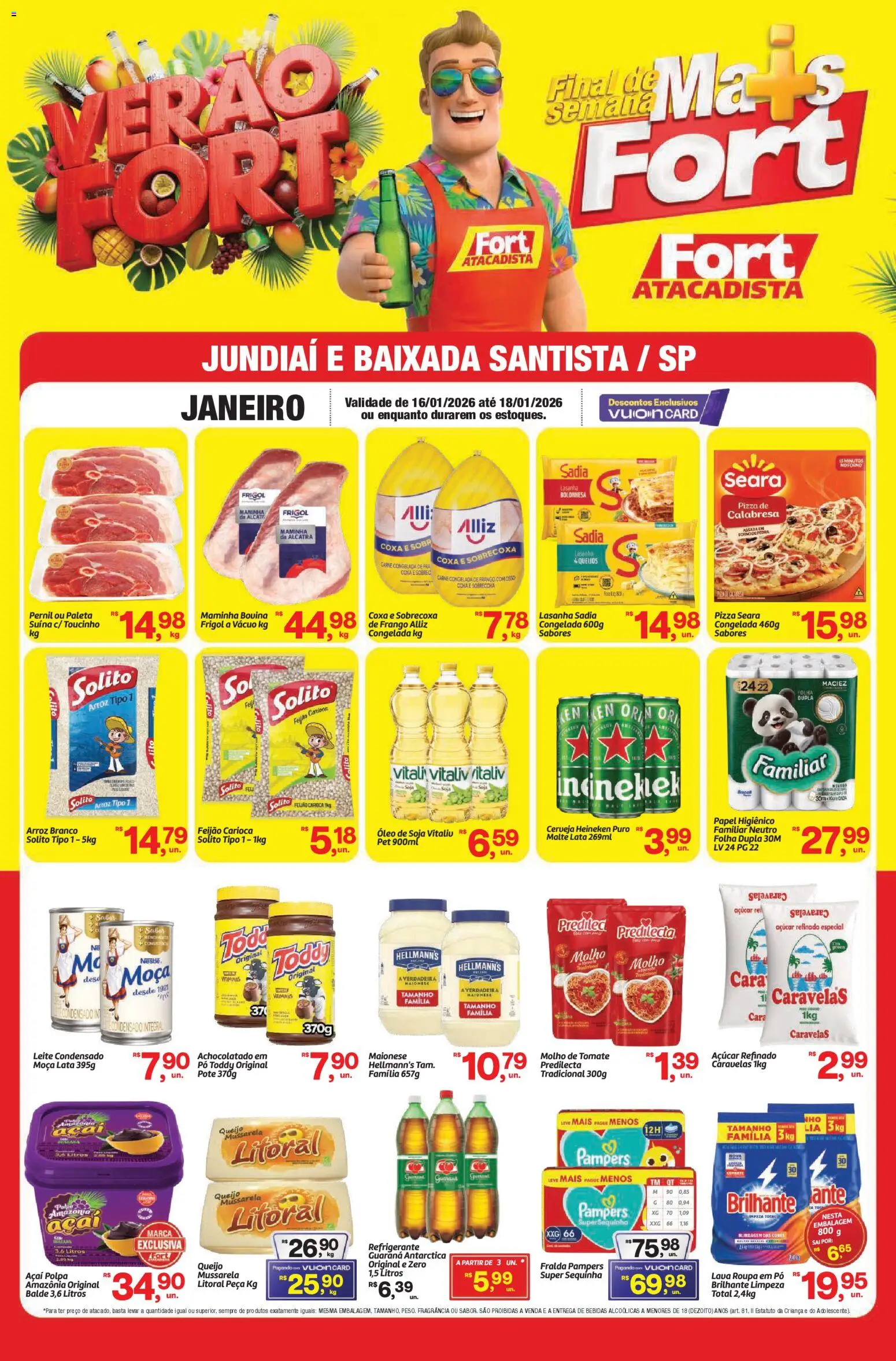 Fort Atacadista Folheto - válido de 16.01.2026 | Página: 1 | Produtos: Achocolatado, Pernil, Óleo, Açúcar
