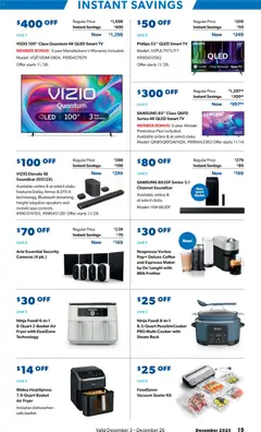 Preview of Sam's Club weekly ads valid from 03.12.2025 | Page: 15 | Products: Vacuum, Milk Frother, Tv, Dishwasher