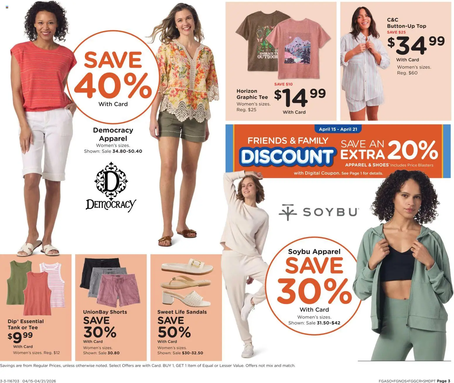 Fred Meyer Home & Apparel - valid from 15.04.2026 | Page: 3 | Products: Shorts, Sandals