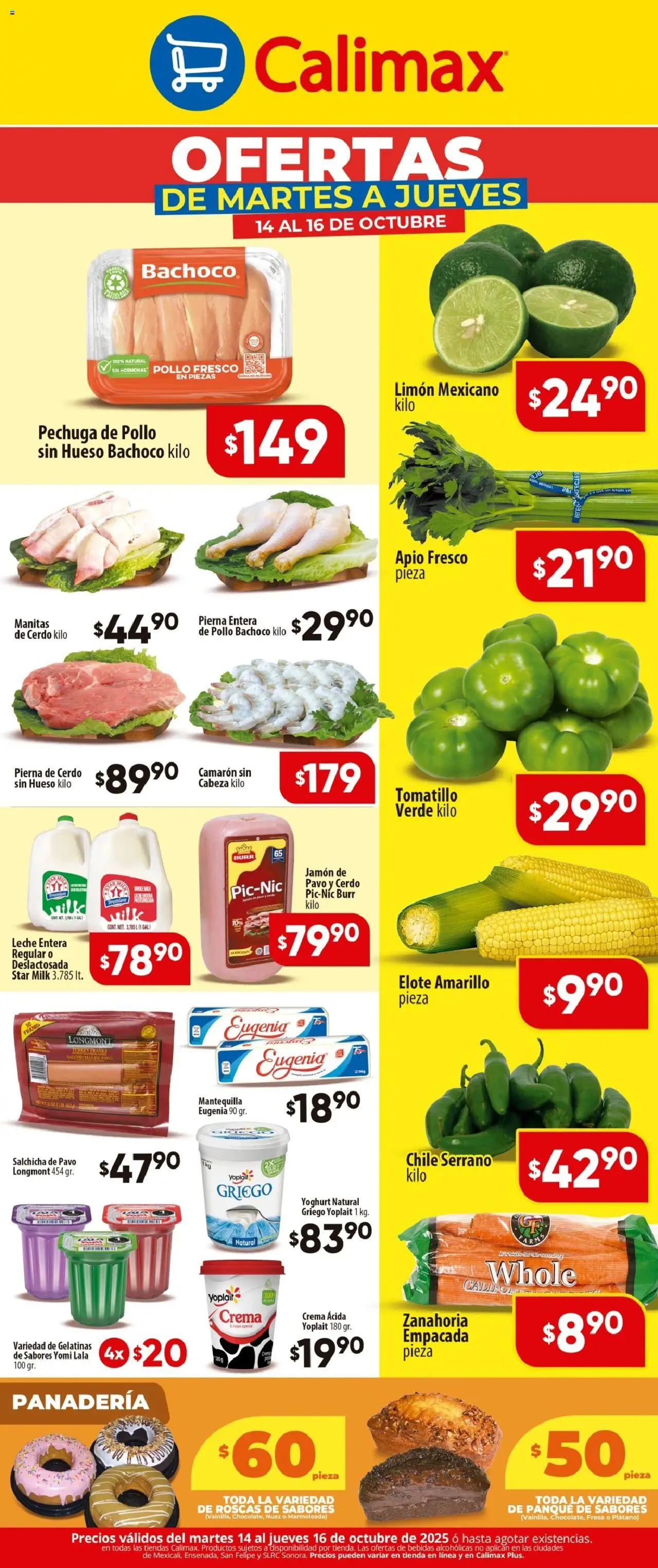 Nuevas ofertas de Calimax válidas en toda la República Mexicana desde el 14.10.2025. ¡Encuentra las mejores ofertas en Calimax folleto! | Página: 2 | Productos: Apio, Mantequilla, Cerdo, Panadería