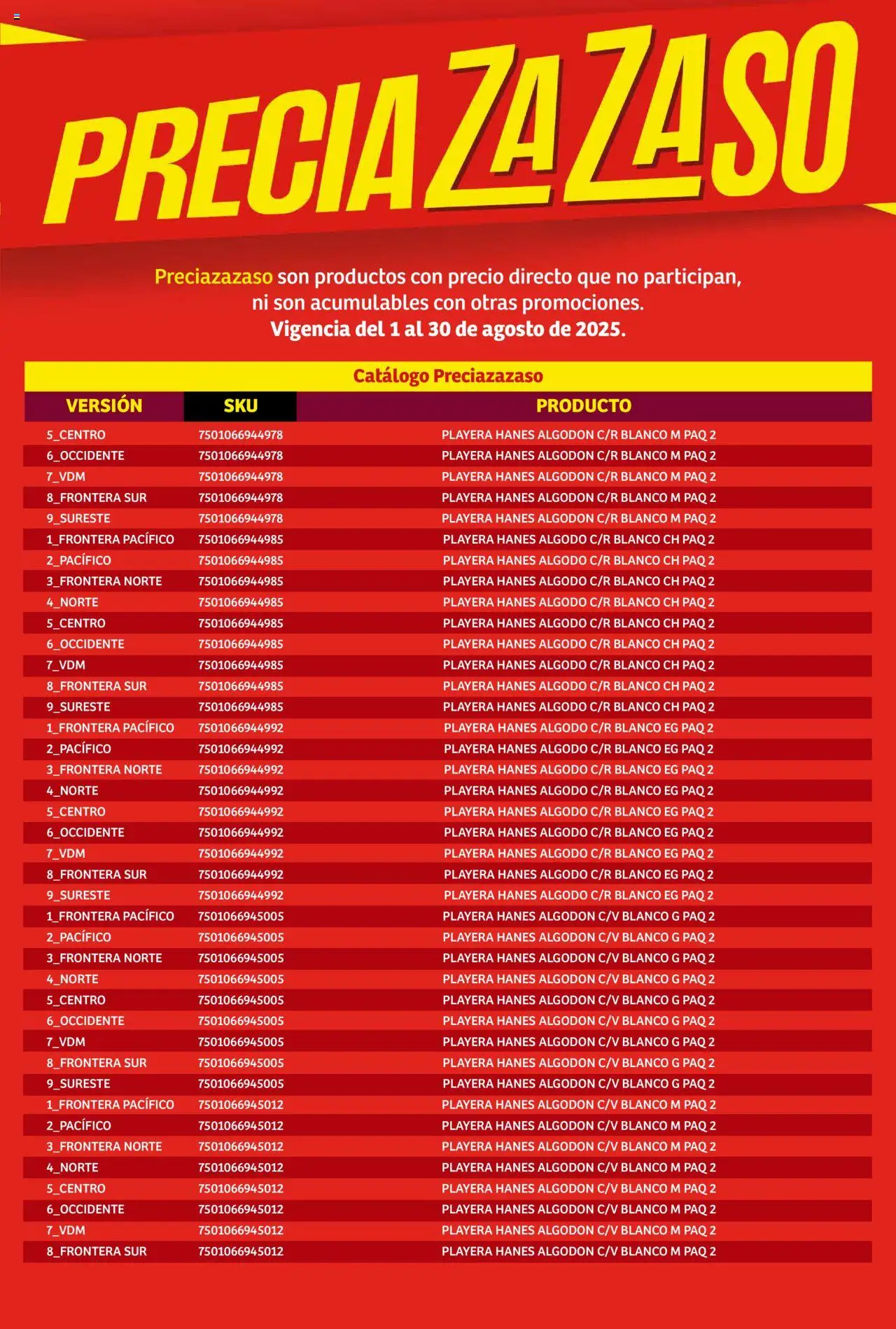 Nuevas ofertas de Soriana válidas en toda la República Mexicana desde el 01.08.2025. ¡Encuentra las mejores ofertas en Soriana - Catálogo Preciazazaso Mercado Nacional! | Página: 227 | Productos: Algodón, Playera