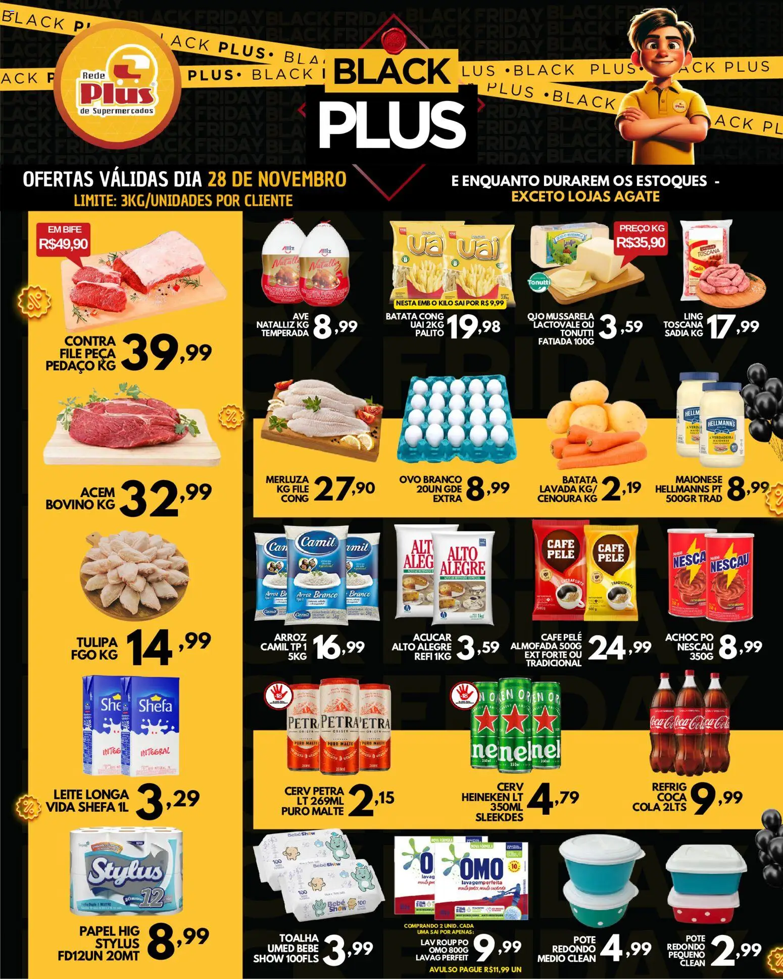 Rede Plus Supermercados Folheto - válido de 28.11.2025 | Página: 1 | Produtos: Nescau, Almofada, Arroz, Açúcar