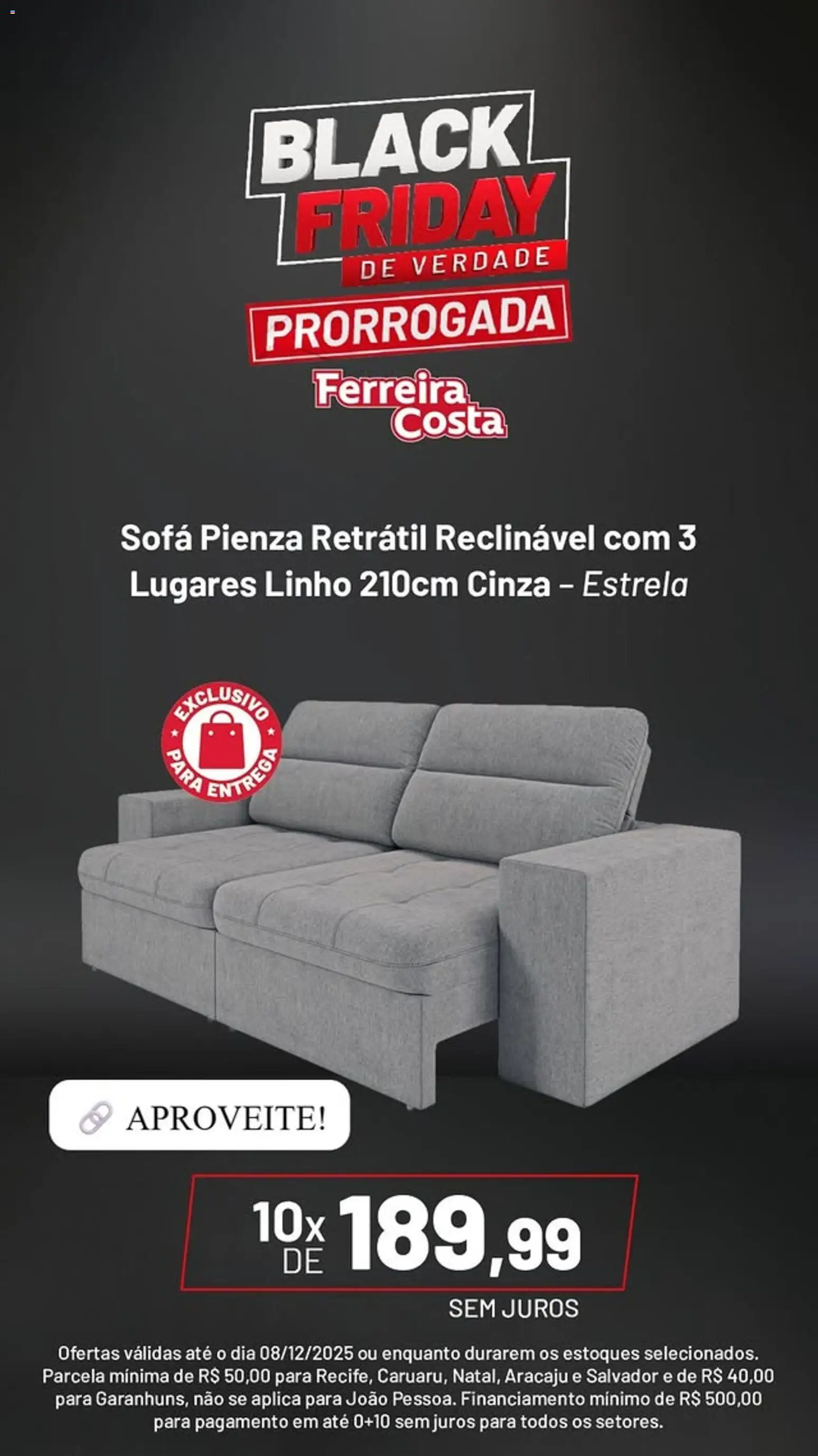 Ferreira Costa Folheto - válido de 08.12.2025 | Página: 3 | Produtos: Sofá