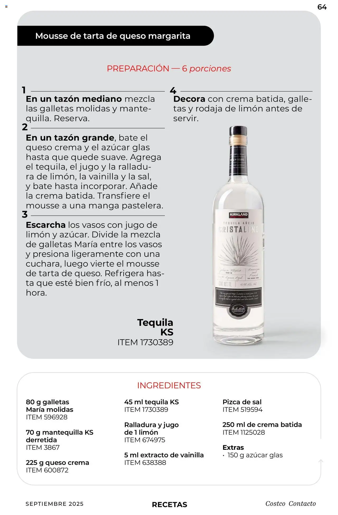 Nuevas ofertas de Costco válidas en toda la República Mexicana desde el 10.09.2025. ¡Encuentra las mejores ofertas en Costco - Catálogo Septiembre! | Página: 64 | Productos: Mantequilla, Queso, Jugo, Vasos