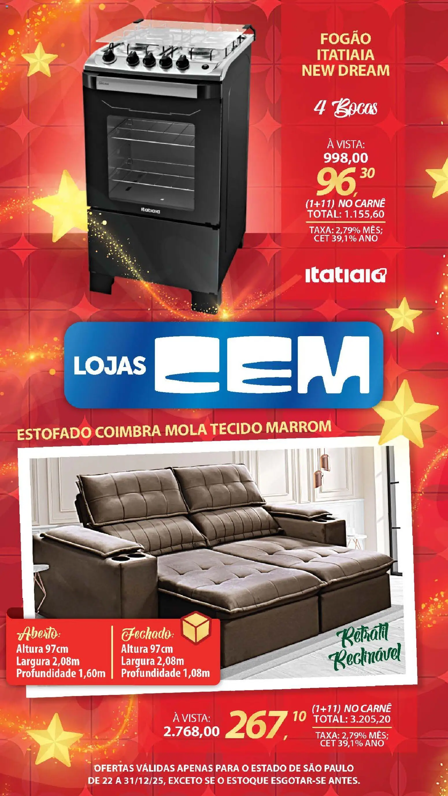 Lojas Cem Folheto - válido de 22.12.2025 | Página: 6 | Produtos: Fogão, Tecido, Carne