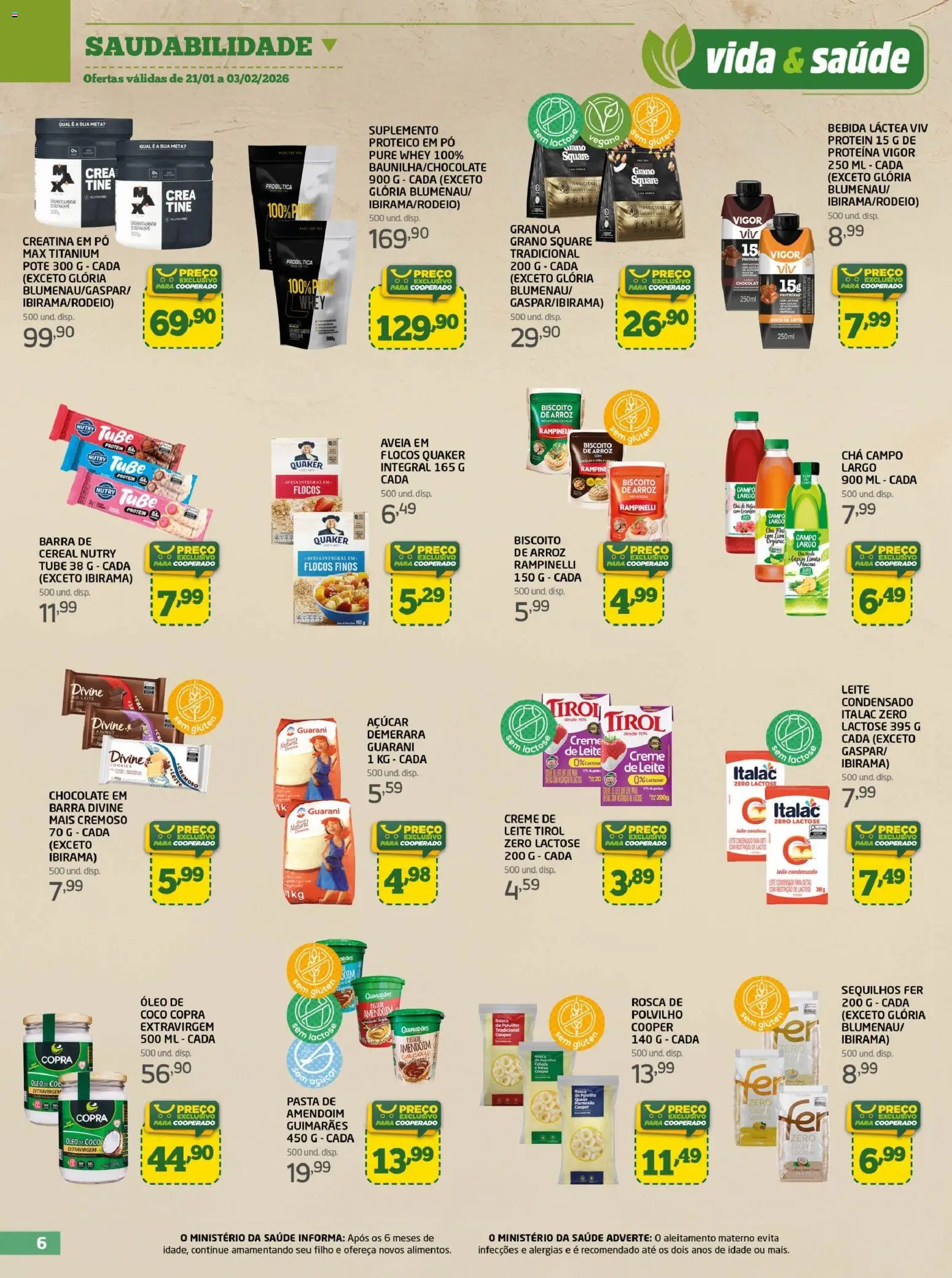 Cooper Folheto - válido de 21.01.2026 | Página: 6 | Produtos: Creatina, Chocolate, Chá, Cookies