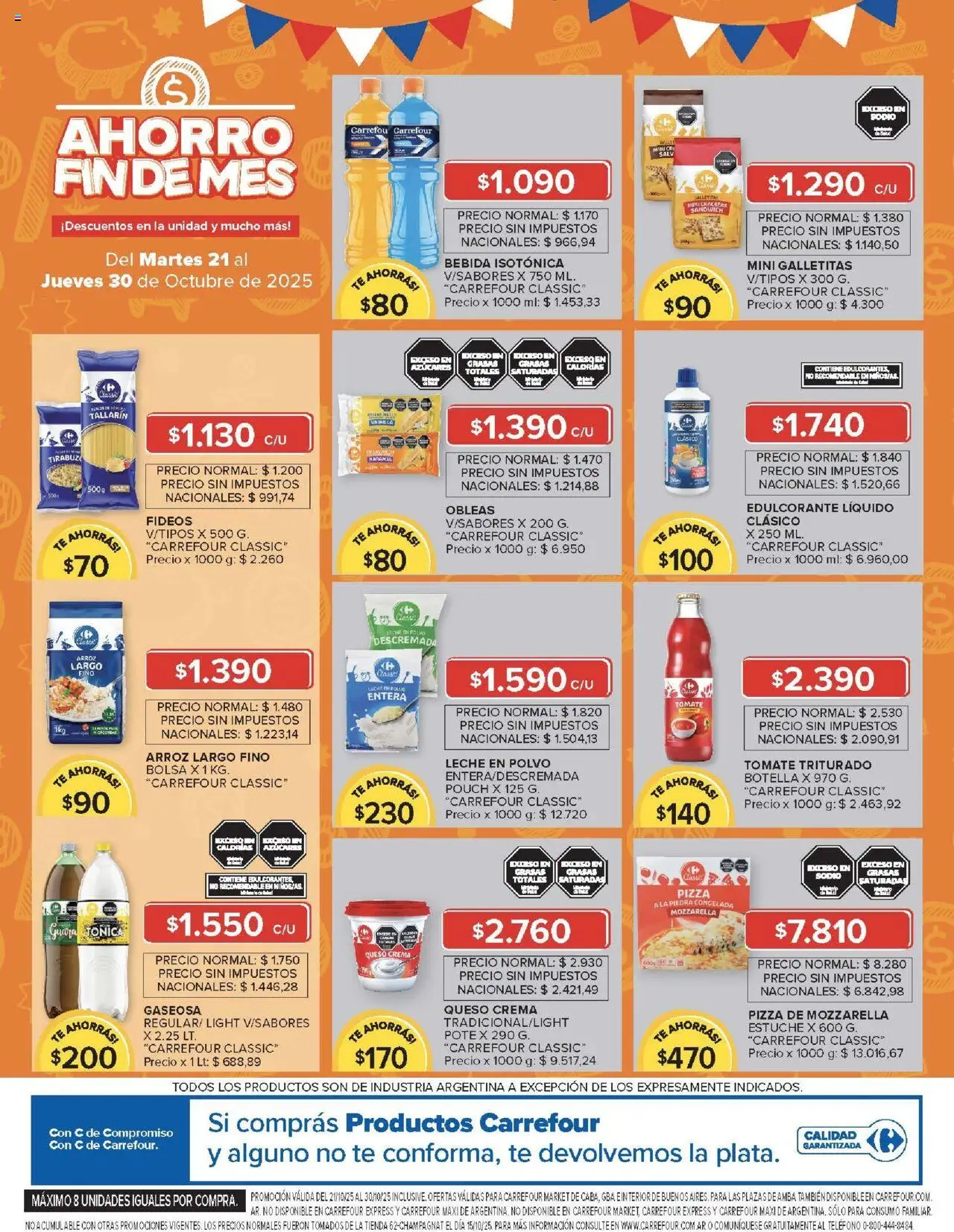 Carrefour - Ofertas Carrefour | 21 al 30 Octubre - 877a82af-aec3-47b2-a5ca-060b2cfa1f47 │ válido desde el 21.10.2025 | Página: 42 | Productos: Gaseosa, Queso crema, Pizza, Arroz