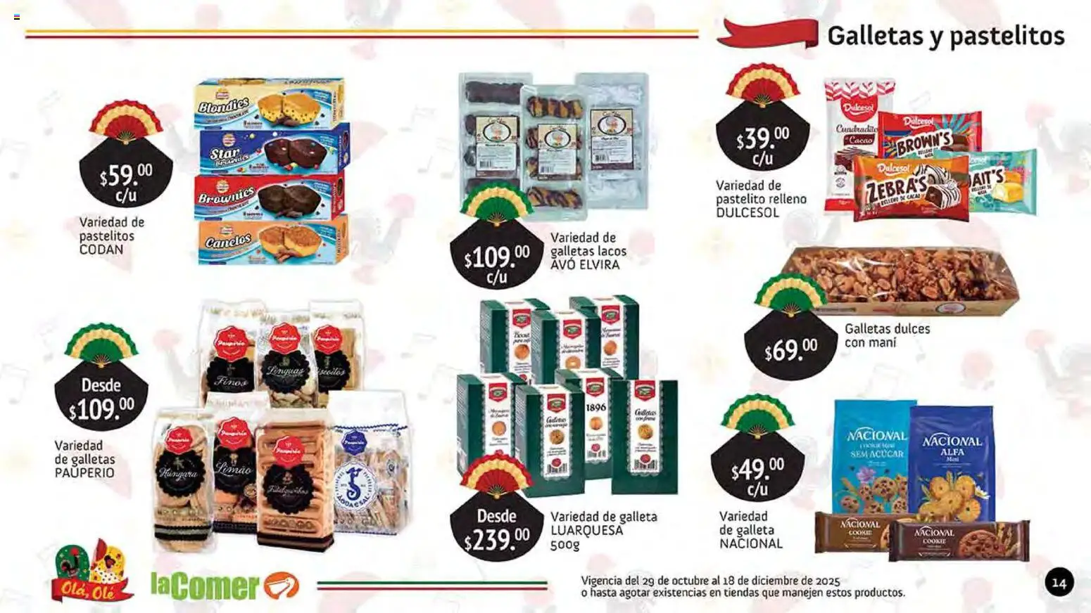 Nuevas ofertas de La Comer válidas en toda la República Mexicana desde el 29.10.2025. ¡Encuentra las mejores ofertas en La Comer folleto Olá, Olé! | Página: 14 | Productos: Dulces, Galletas, Cacao