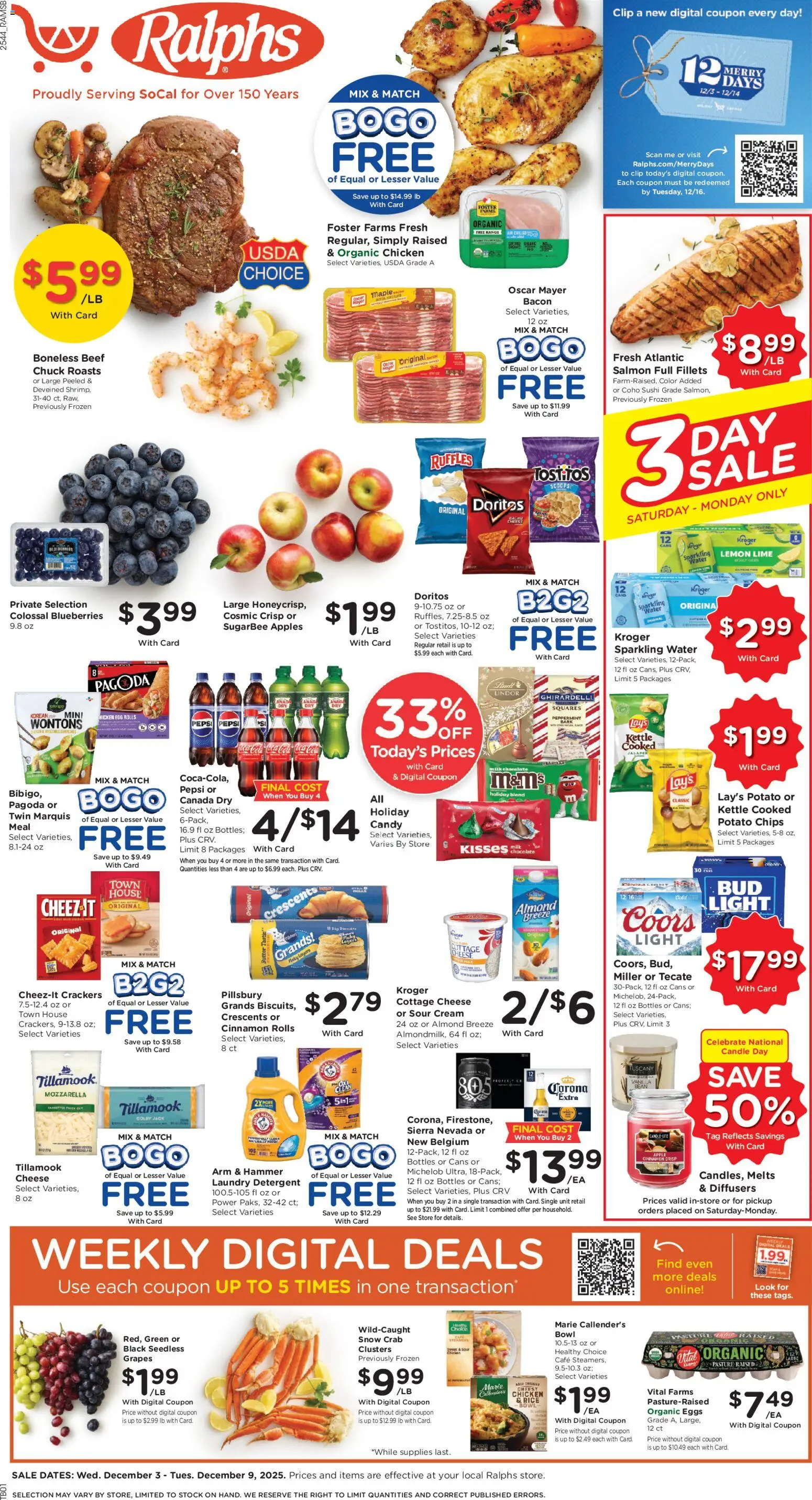 Ralphs Weekly Ad - valid from 03.12.2025 | Page: 1 | Products: Milk, Butter, Detergent, Cream