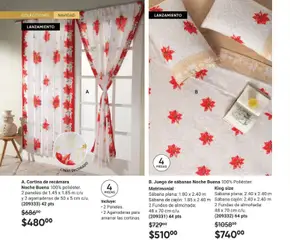 Vista previa de B. Juego de sábanas Noche Buena, 100% Poliéster. Matrimonial Sábana plana: 1.80 x 2.40 m Sábana de cajón: 1.85 x 2.40 m 2 Fundas de almohada: 48 x 70 cm c/u. (209331) 44 pts, nuevo folleto de la tienda, válido en México a partir del 07.11.2025 | Página: 8