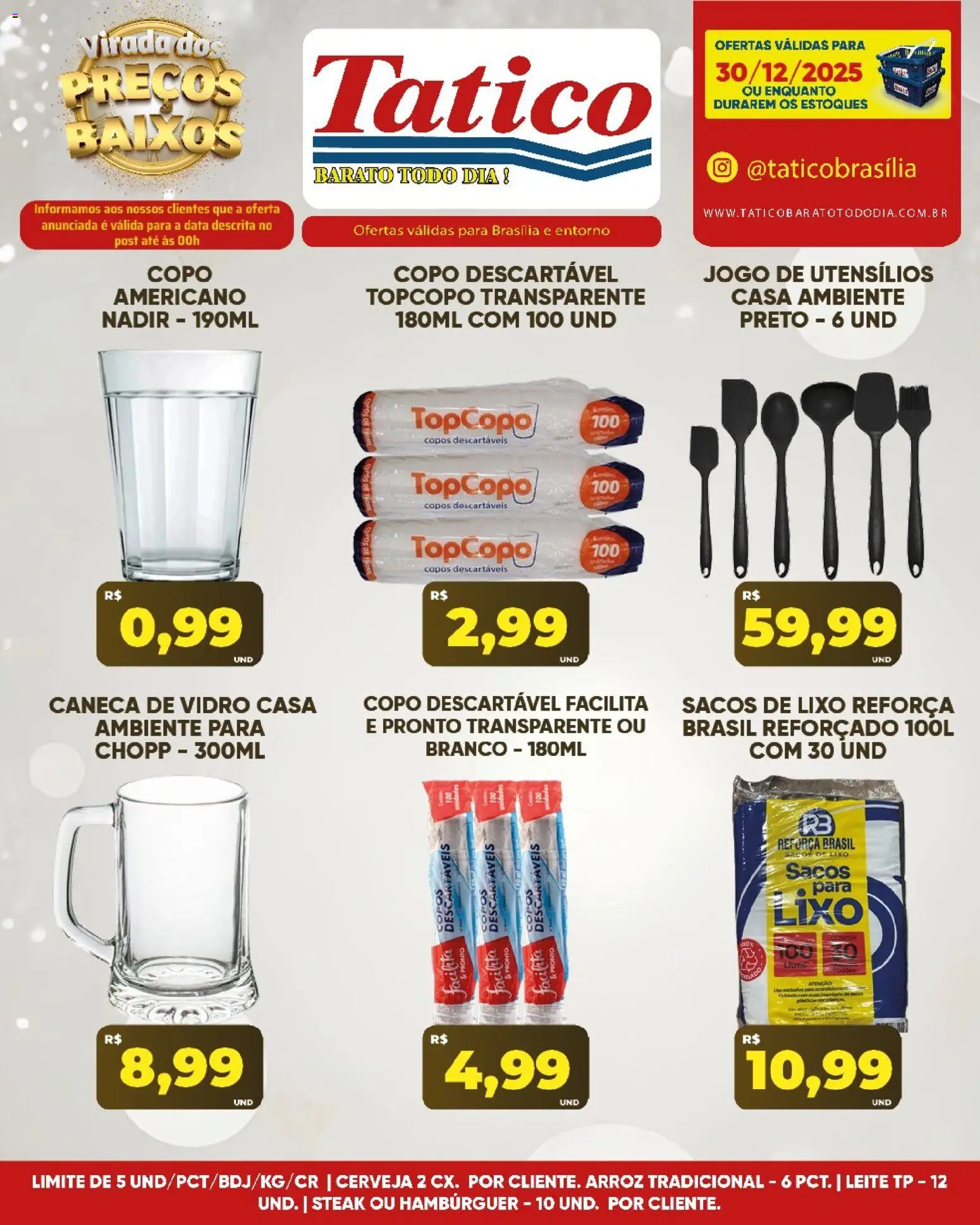 Tatico Folheto - válido de 31.12.2025 | Página: 39 | Produtos: Caneca, Copos descartáveis, Cerveja, Hambúrguer