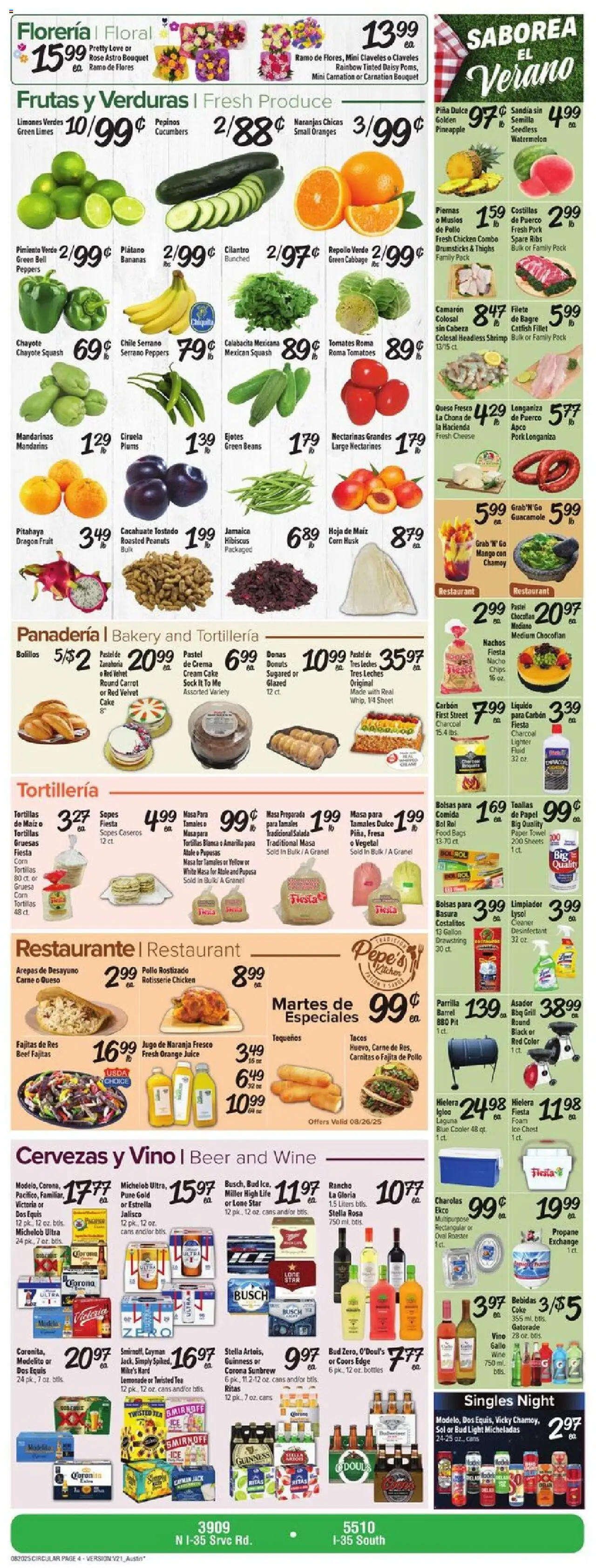 Fiesta Mart Weekly Ad - valid from 20.08.2025 | Page: 4 | Products: Bakery, Beer, Cream Cake, Grill