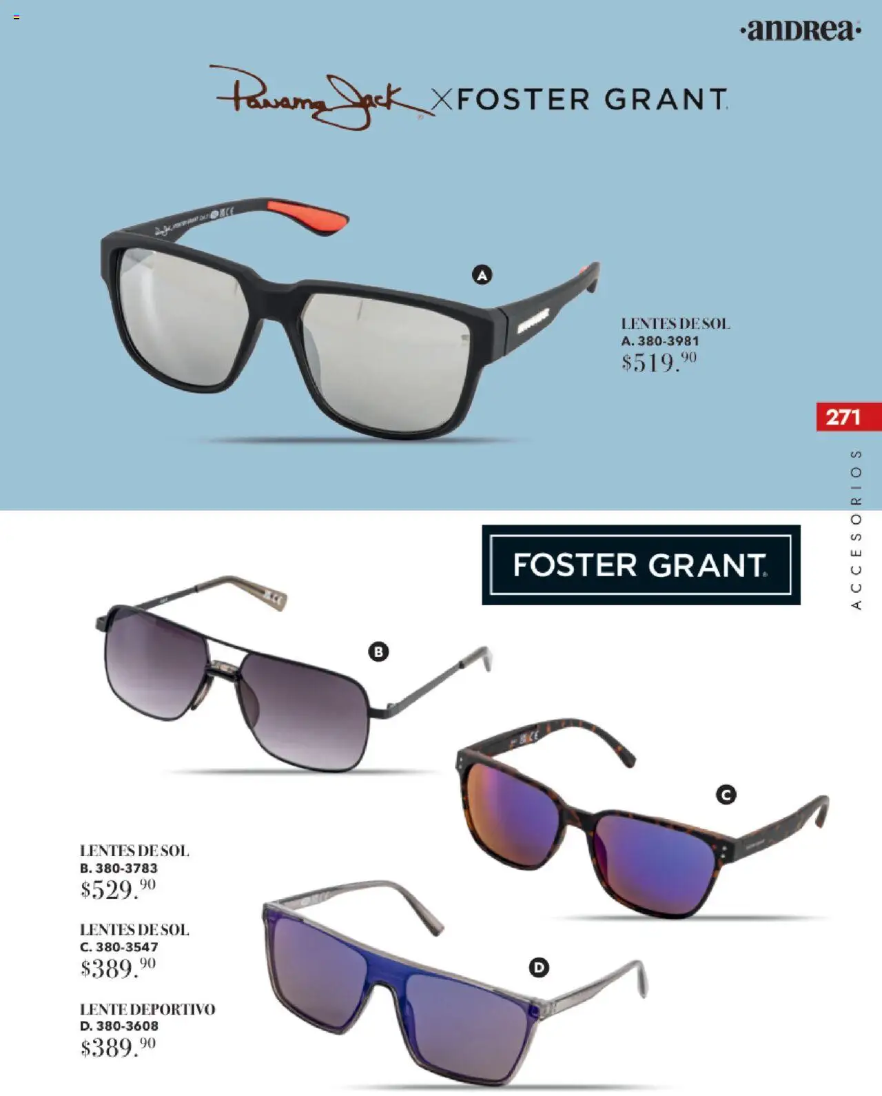 Nuevas ofertas de Andrea válidas en toda la República Mexicana desde el 17.08.2025. ¡Encuentra las mejores ofertas en Andrea - Catálogo Tropical Otoño / Invierno! | Página: 271 | Productos: Lentes, Lentes de sol
