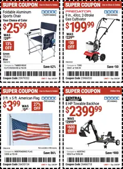 Preview of Harbor Freight weekly ads valid from 17.02.2026 | Page: 2 | Products: Cultivator, Chair, Ridge