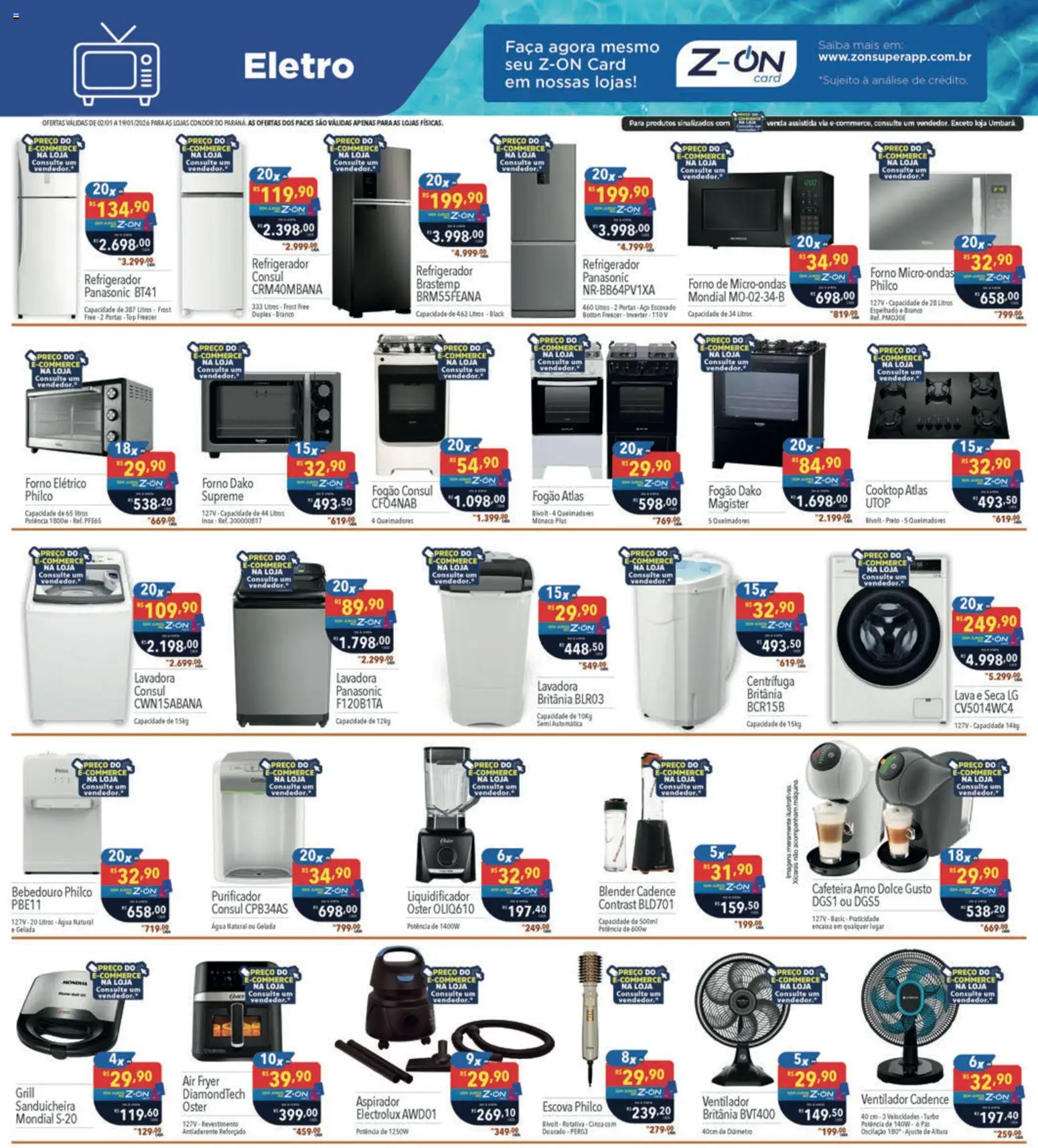 Supermercados Condor Folheto - válido de 02.01.2026 | Página: 31 | Produtos: Sanduicheira, Bebedouro, Purificador, Faca