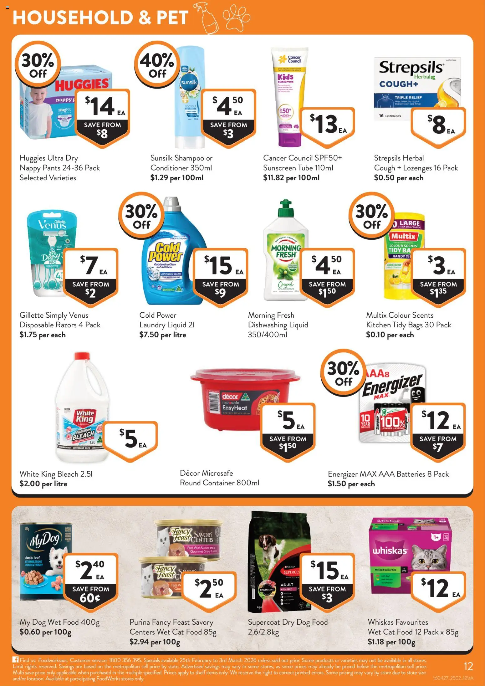 Foodworks catalogue - valid from 25.02.2026 | Page: 12 | Products: Household, Shampoo, Water, Razors