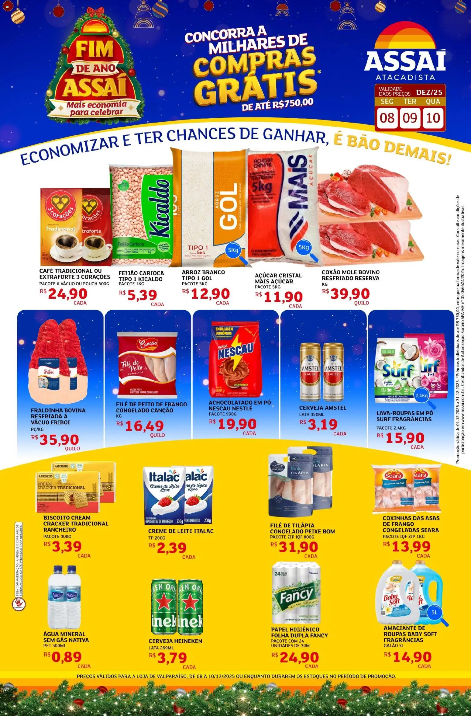 Assaí Atacadista Folheto - válido de 08.12.2025 | Página: 1 | Produtos: Pó, Água mineral, Açúcar, Amaciante