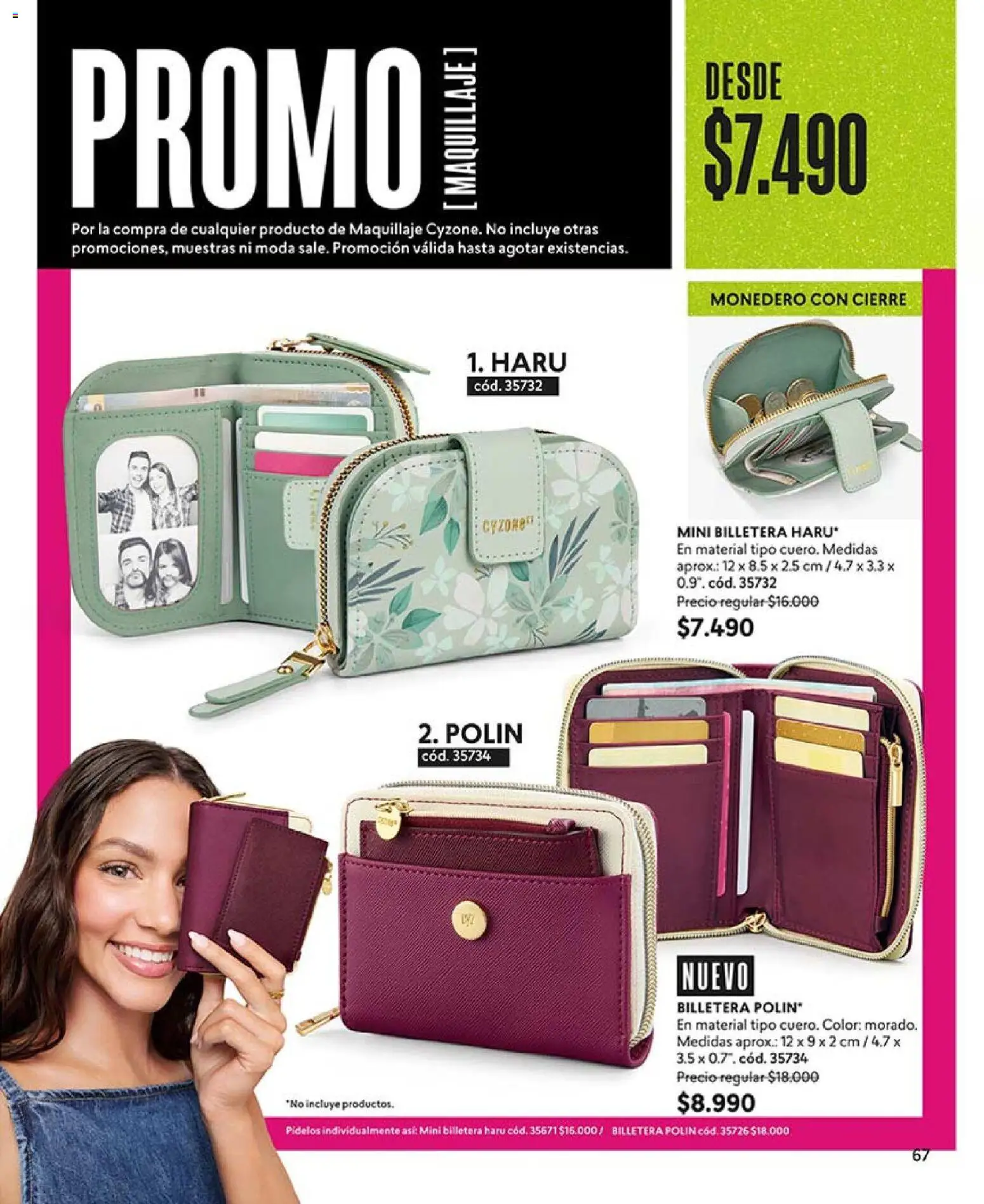 Catálogo CyZone Campaña 18 │ válido desde el 01.12.2025 | Página: 67 | Productos: Monedero, Maquillaje, Billetera