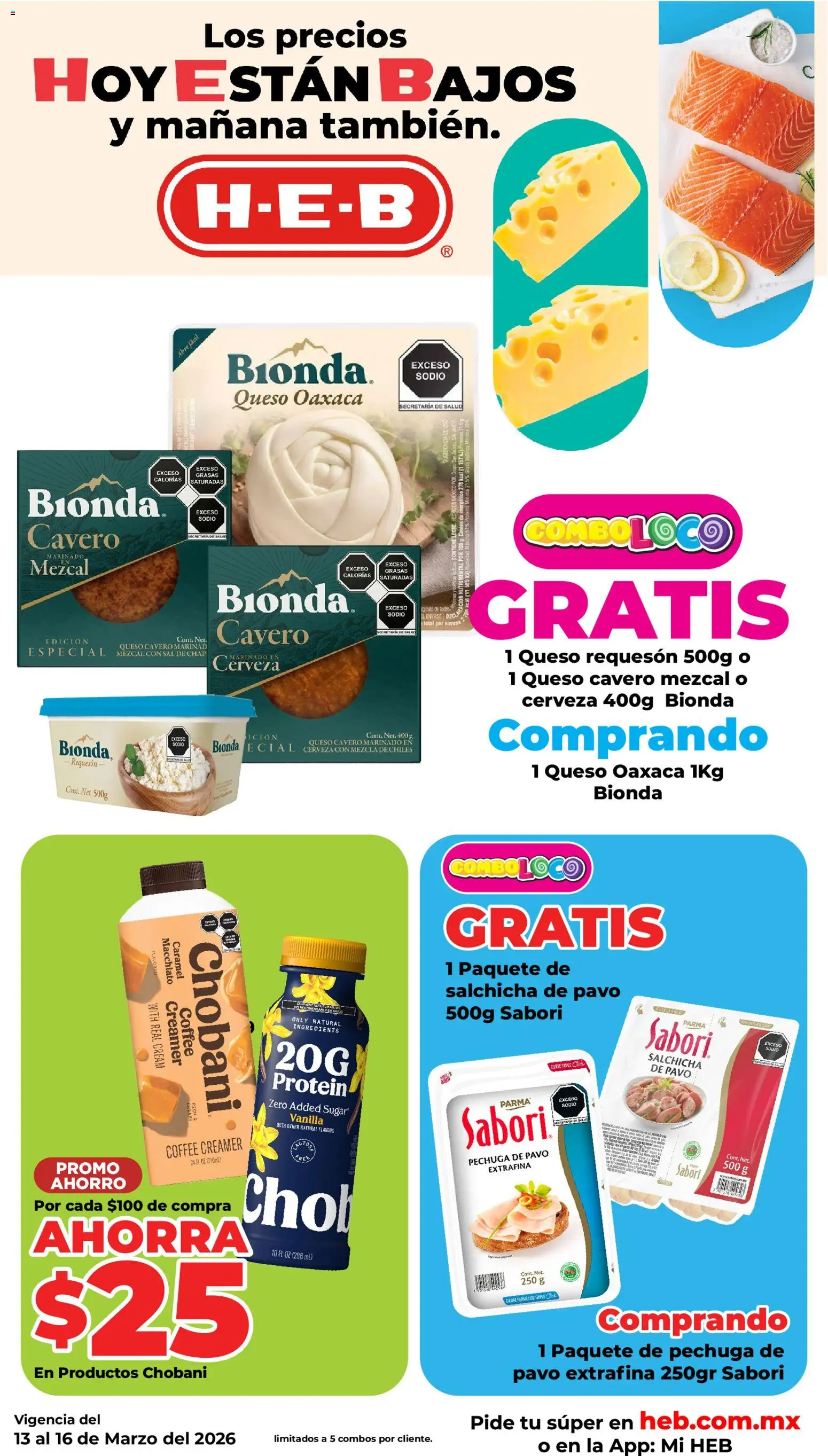 Nuevas ofertas de H-E-B válidas en toda la República Mexicana desde el 13.03.2026. ¡Encuentra las mejores ofertas en H-E-B folleto! | Página: 6 | Productos: Sal, Salchicha, Queso, Cerveza