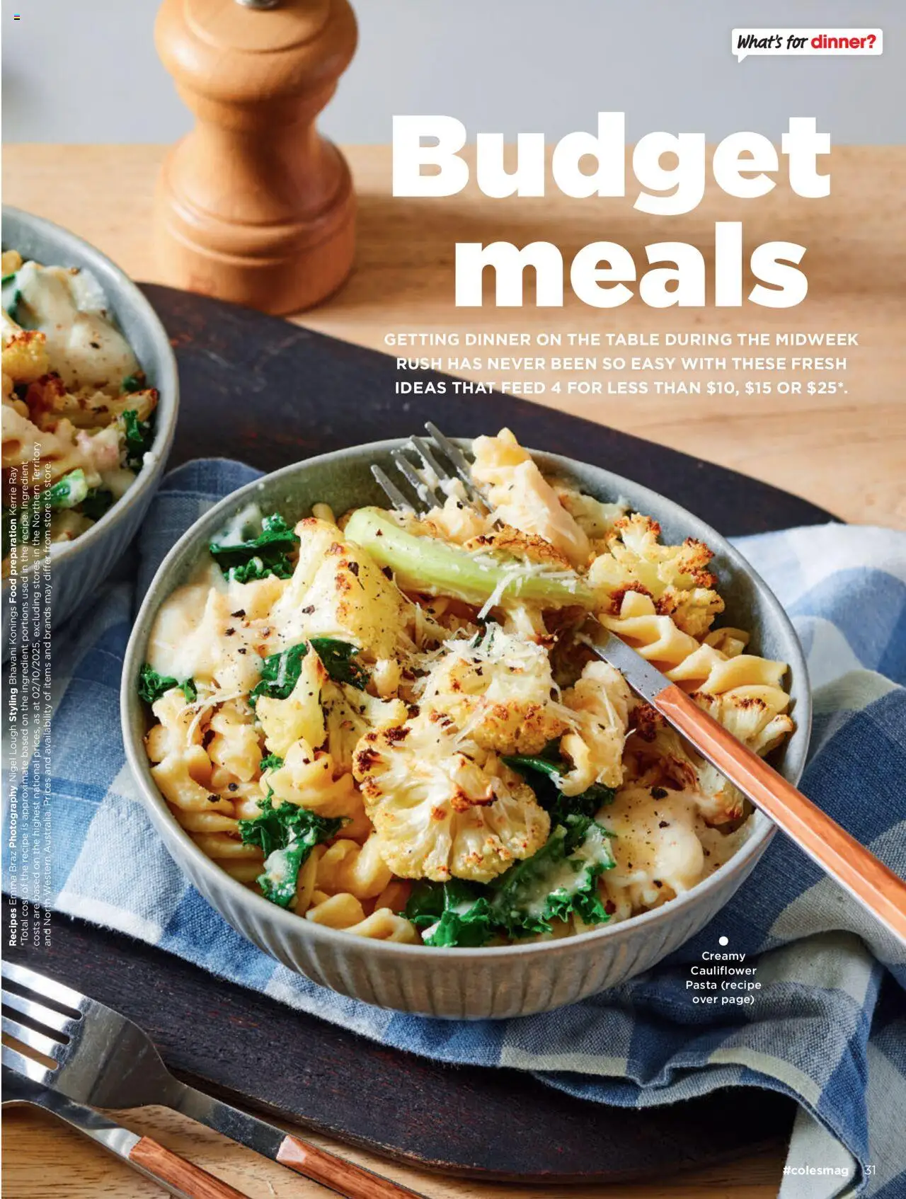 Coles catalogue - valid from 06.10.2025 | Page: 31 | Products: Table, Pasta, Cauliflower