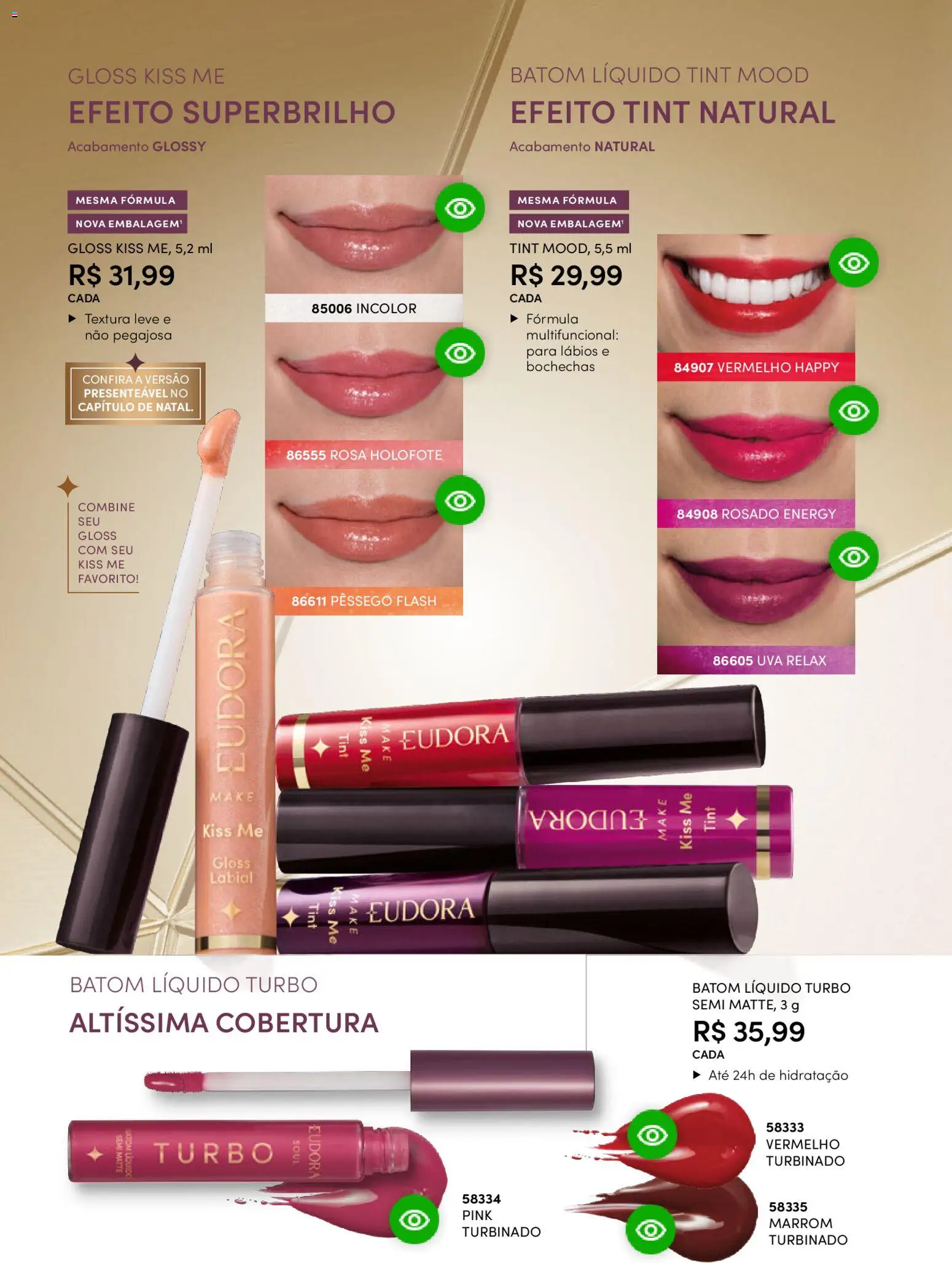 Eudora Folheto - válido de 29.10.2025 | Página: 81 | Produtos: Pêssego, Batom, Gloss labial, Multifuncional