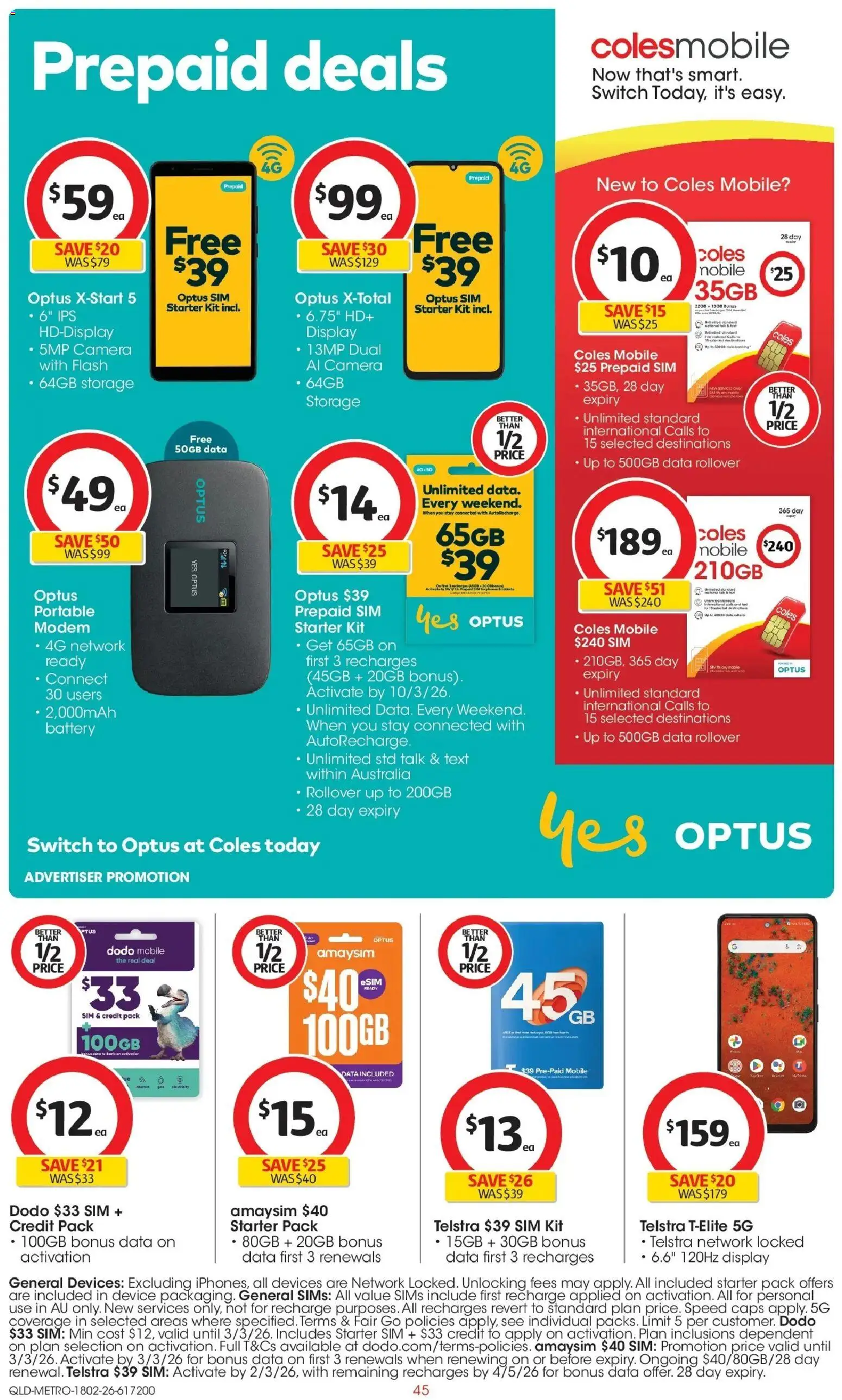 Coles catalogue - valid from 18.02.2026 | Page: 45 | Products: Battery, Device, Portable, Mobile