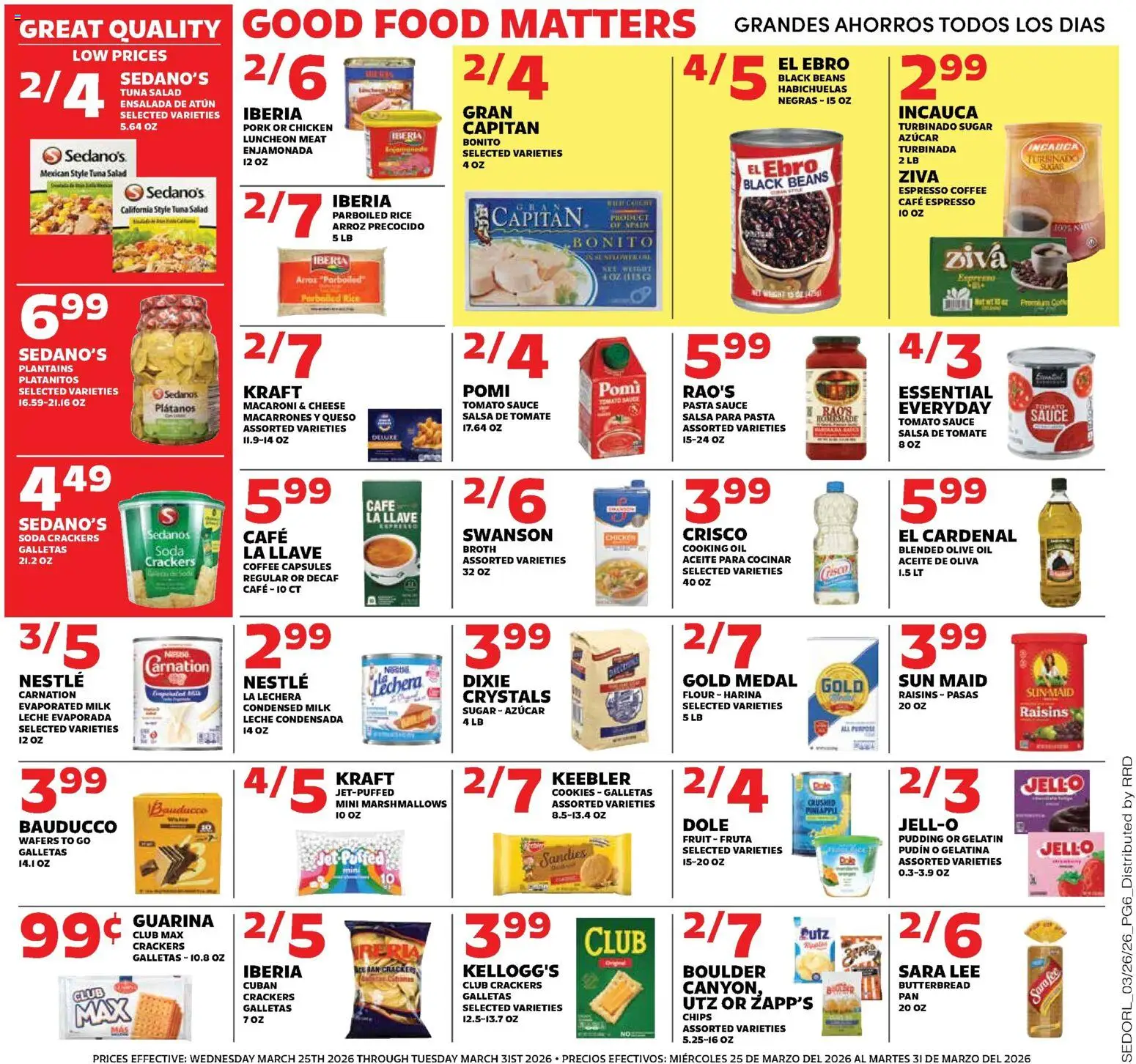 Sedano's Weekly Ad - valid from 25.03.2026 | Page: 6 | Products: Cheese, Pork, Raisins, Sugar