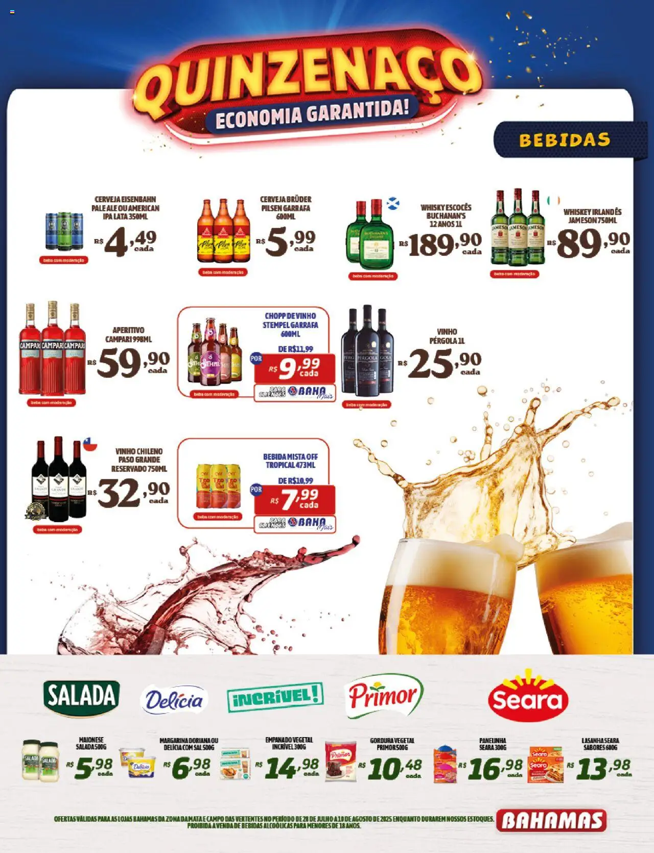 Bahamas Supermercados Folheto - válido de 28.07.2025 | Página: 10 | Produtos: Whisky, Eisenbahn, Campari, Maionese