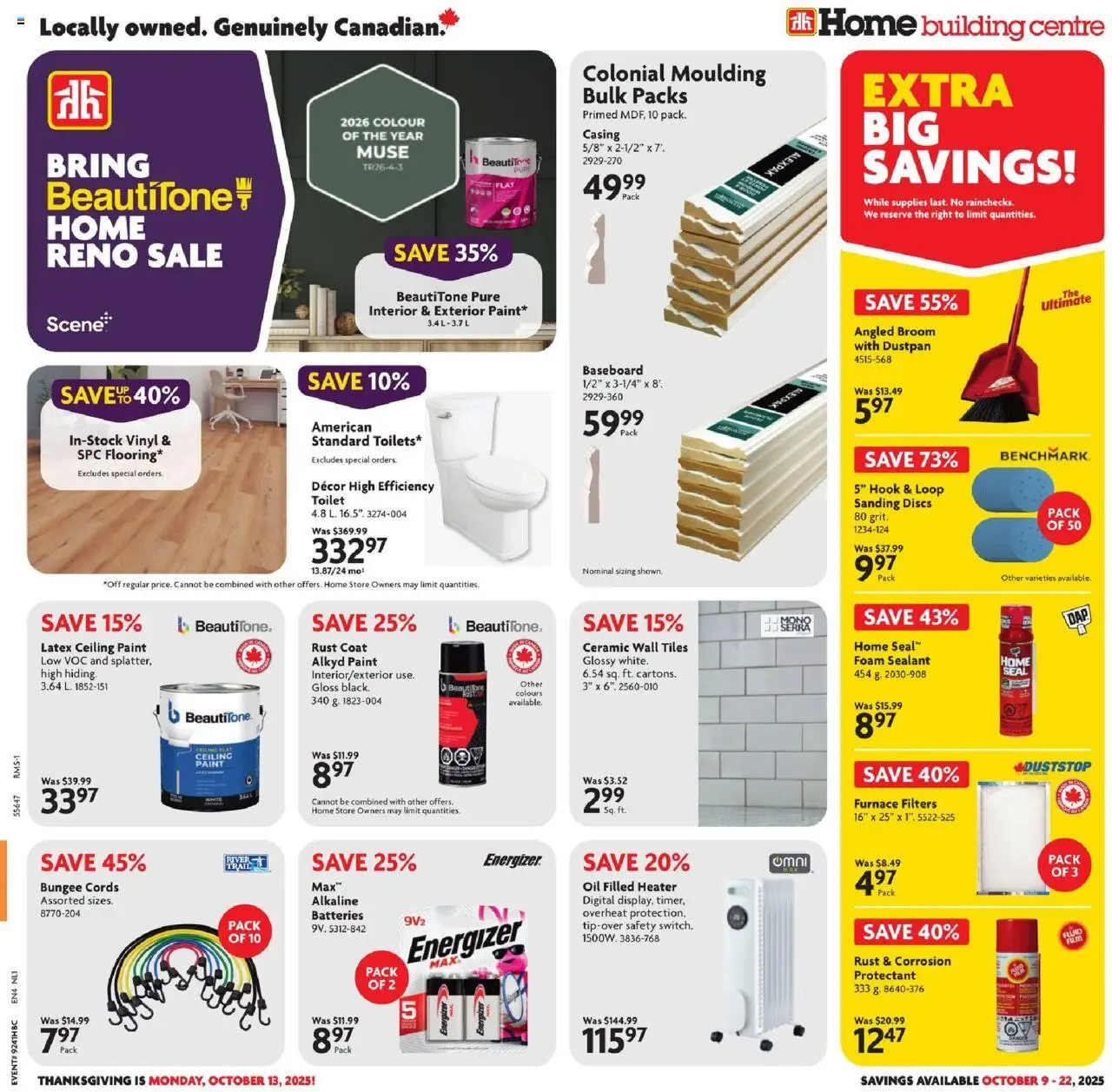 Home Hardware flyer valid from 09.10.2025 | Page: 1 | Products: Oil, Coat