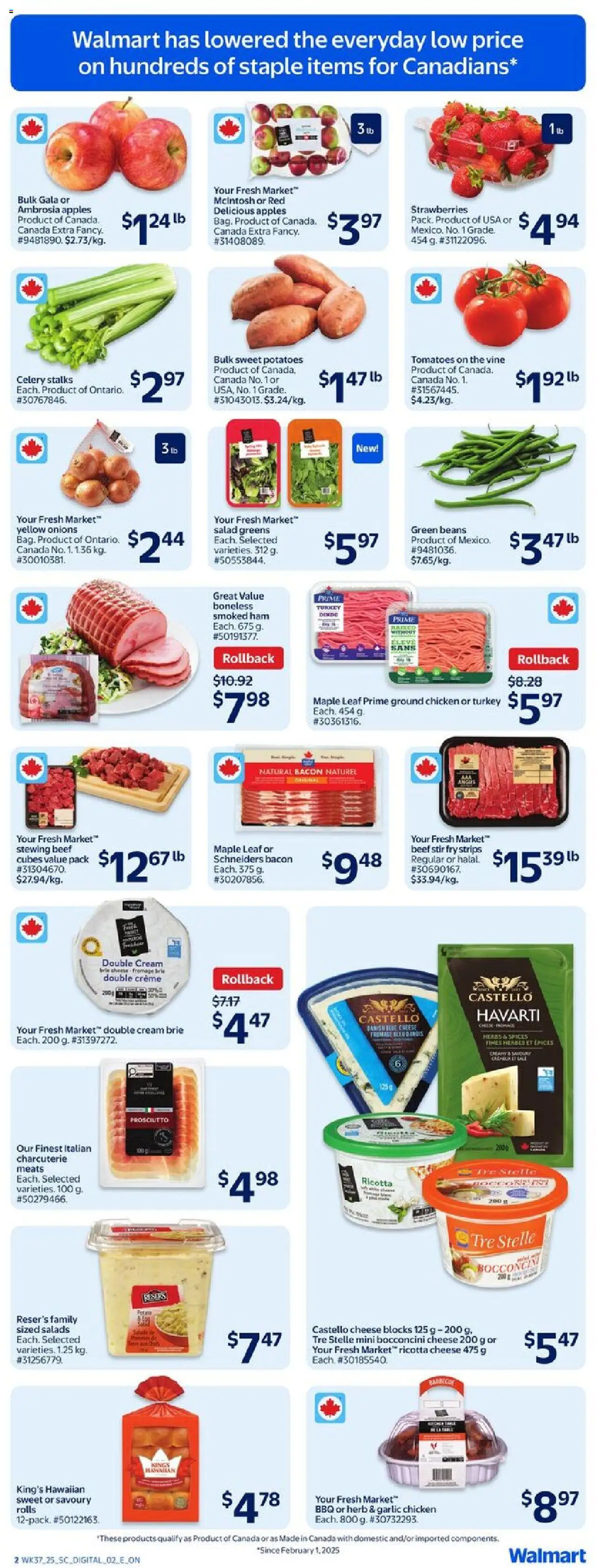 Walmart flyer valid from 09.10.2025 | Page: 4 | Products: Cream, Cheese, Chicken, Tomatoes