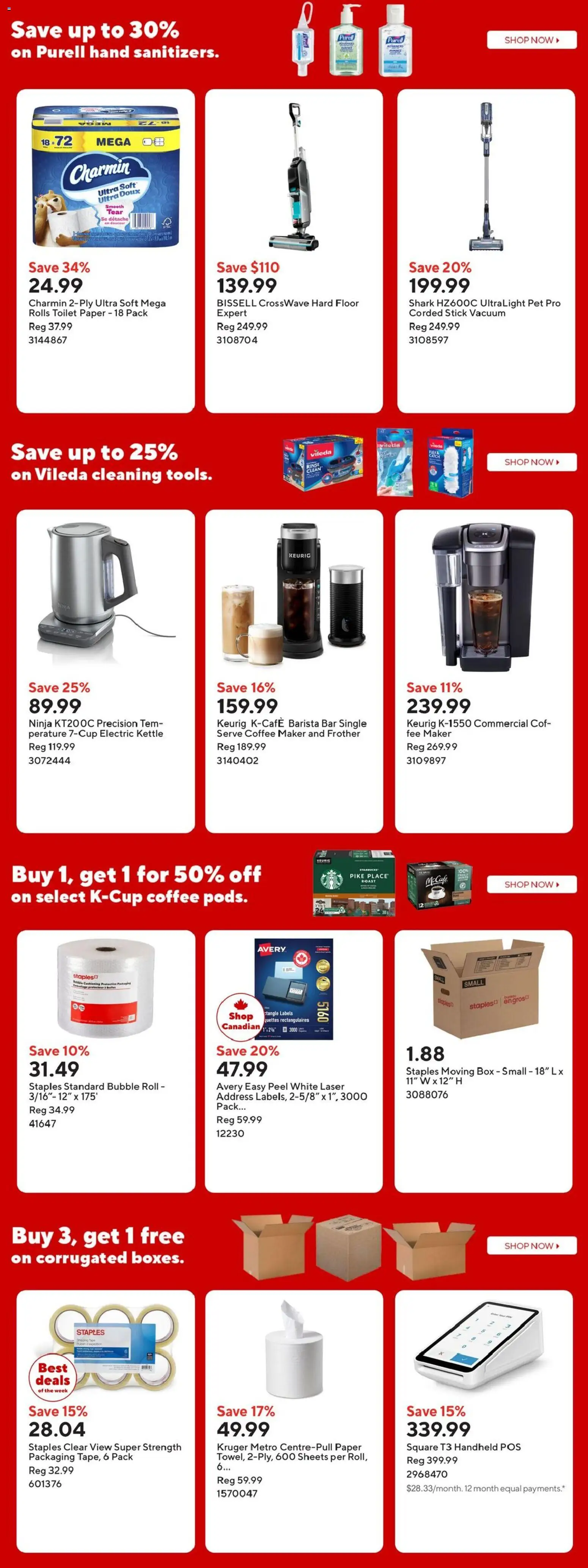 Staples flyer valid from 17.04.2026 | Page: 3 | Products: Coffee maker, Kettle, Box, Coffee
